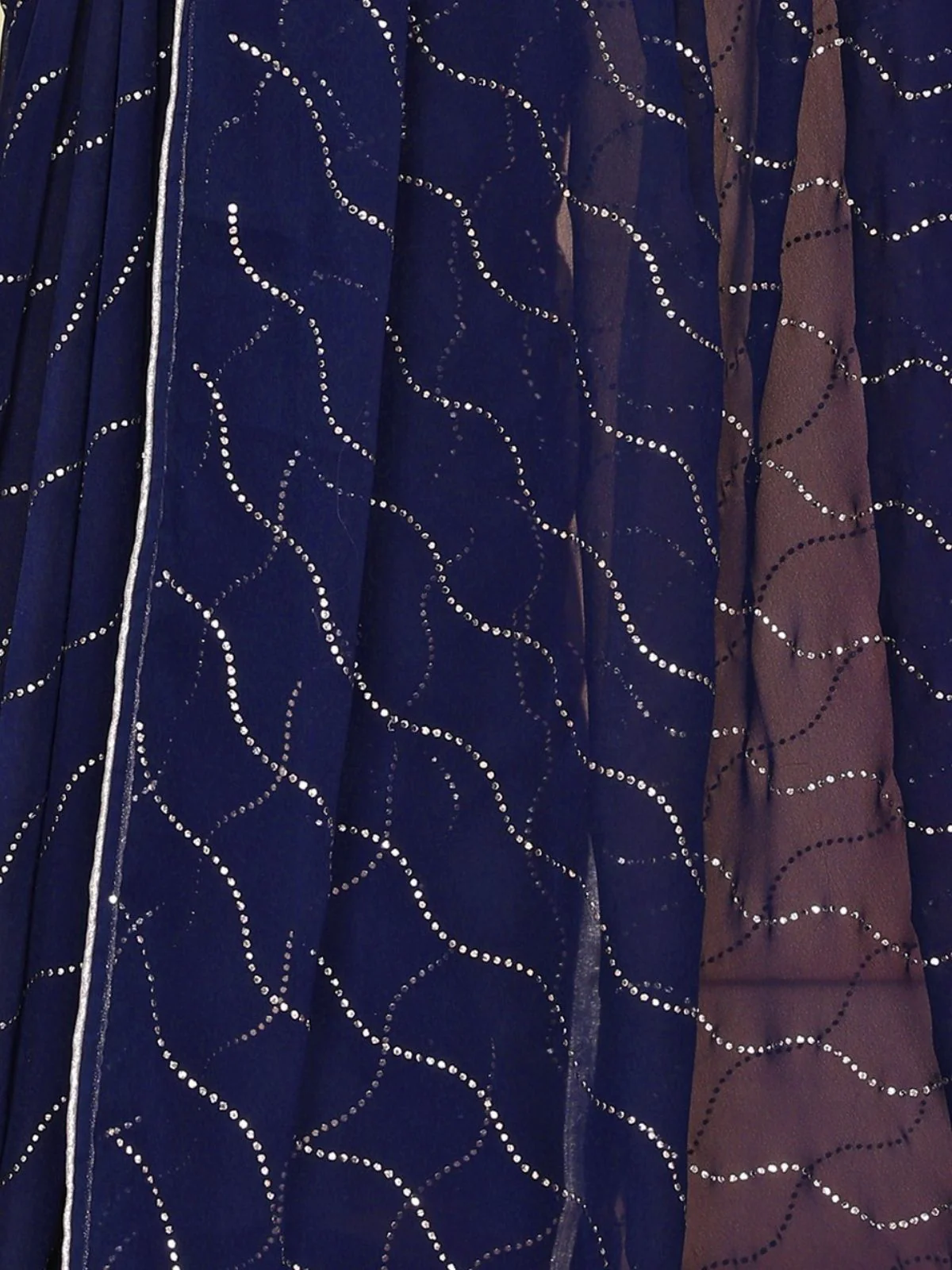 Odette Navy Blue Georgette Embellished Saree For Women - Image 5