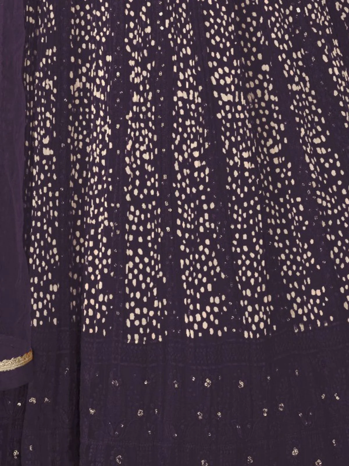 Odette Purple Georgette Embellished Semi Stitched Kurta Set For Women - Image 3