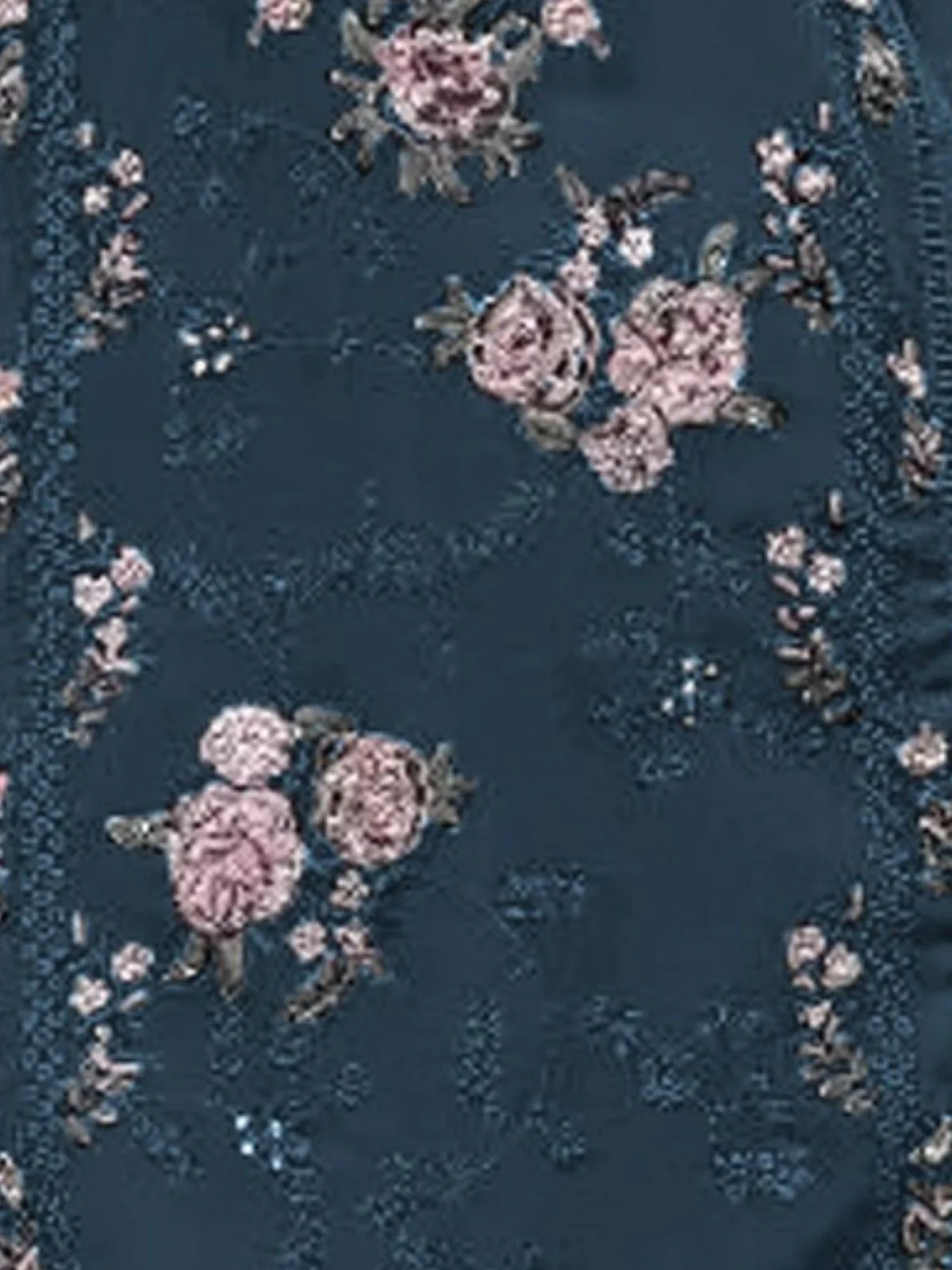 Odette Navy Blue Georgette Embellished Semi-Stitched Kurta Set For Women - Image 3