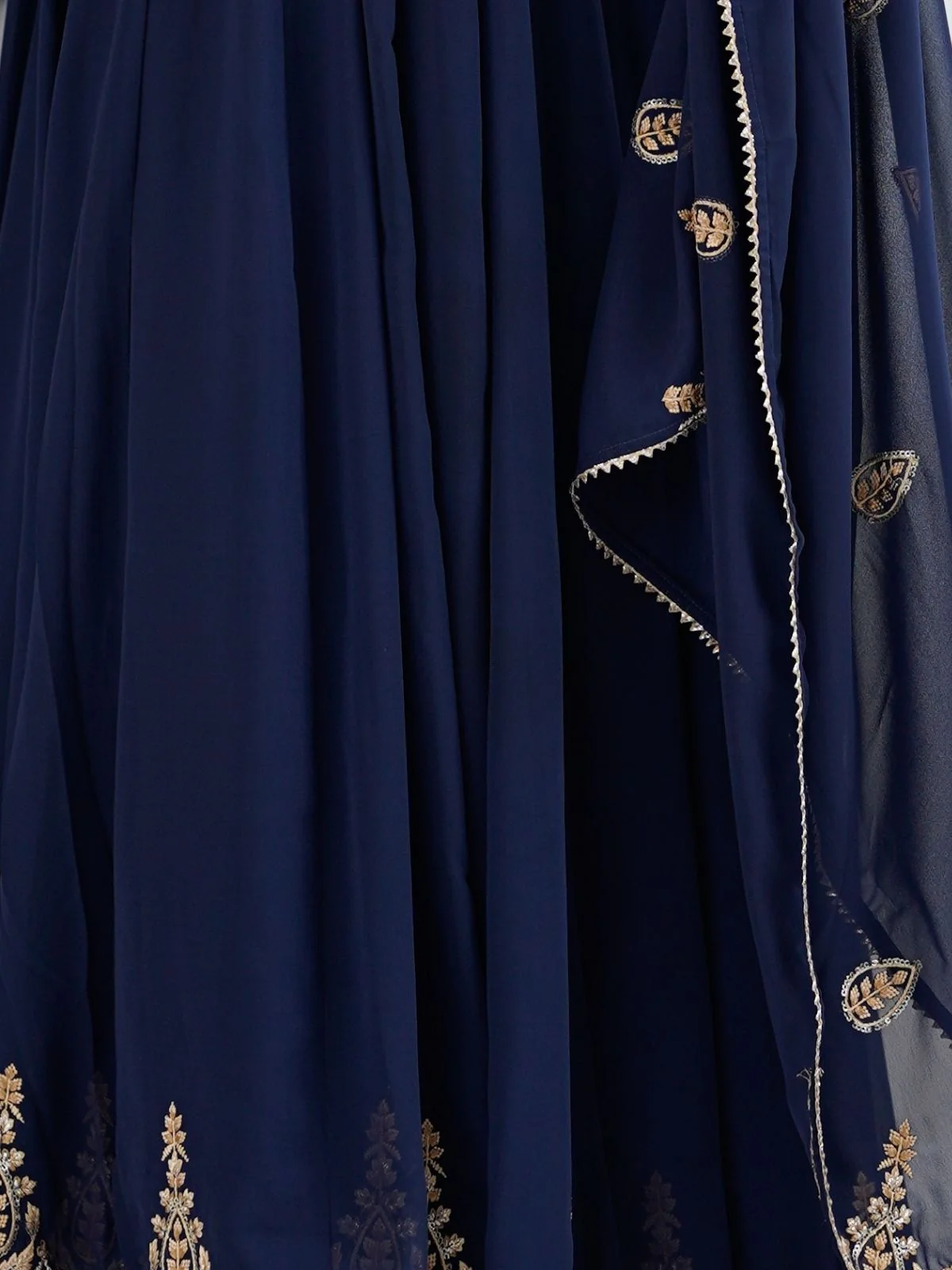Odette Navy Blue Georgette Embroidered Stitched Kurta Set For Women - Image 9