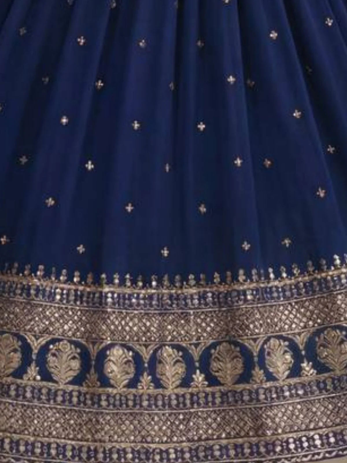 Odette Navy Blue Georgette Solid Stitched Kurta Set For Women - Image 5