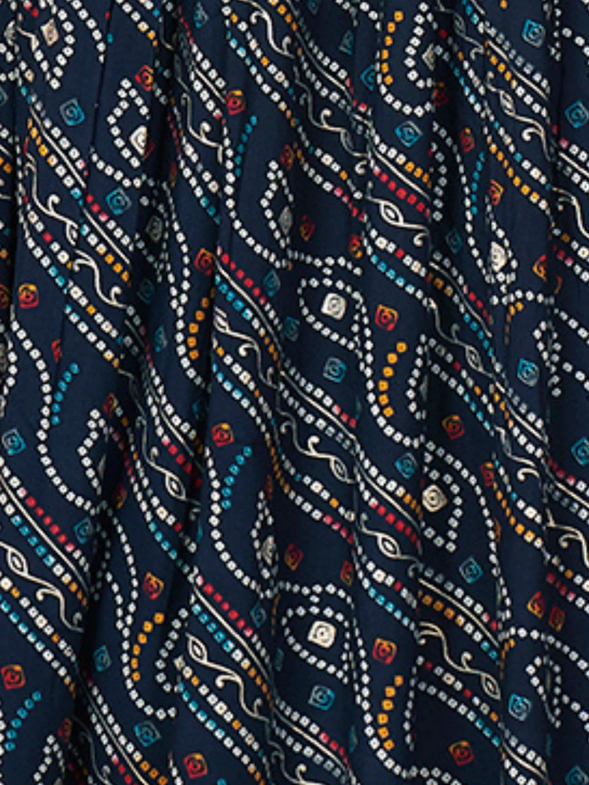 Odette Navy Blue Printed Rayon Stitched Kurti For Women - Image 6