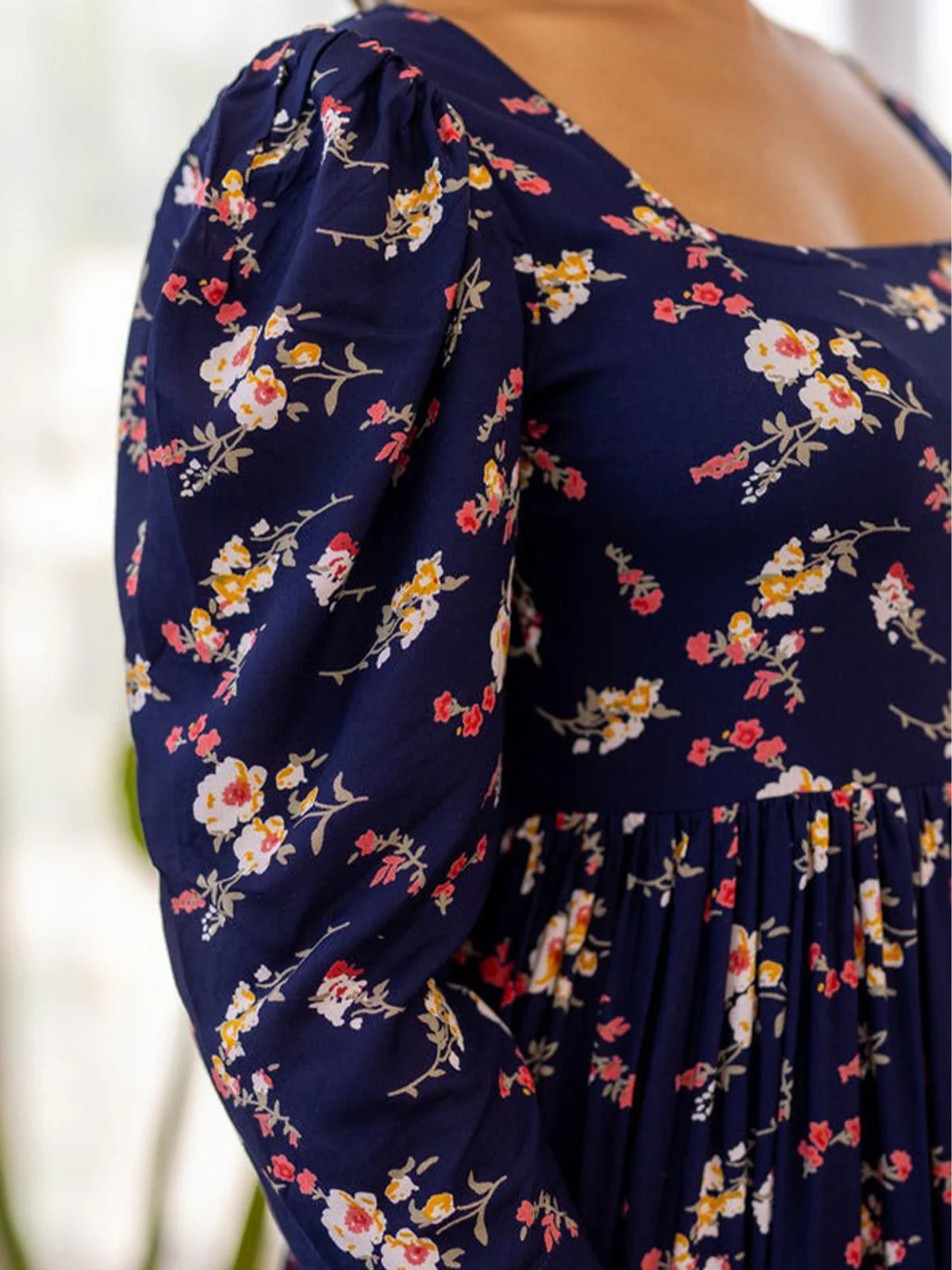 Odette Navy Blue Rayon Stitched Printed Indo Western Dress For Women - Image 5