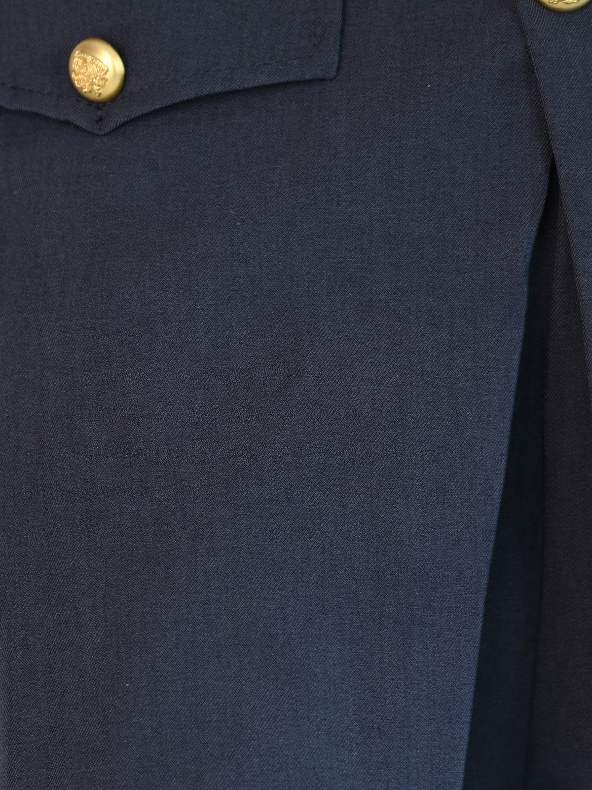 Odette Navy Blue Suiting Fabric Solid Shorts For Women - Image 4