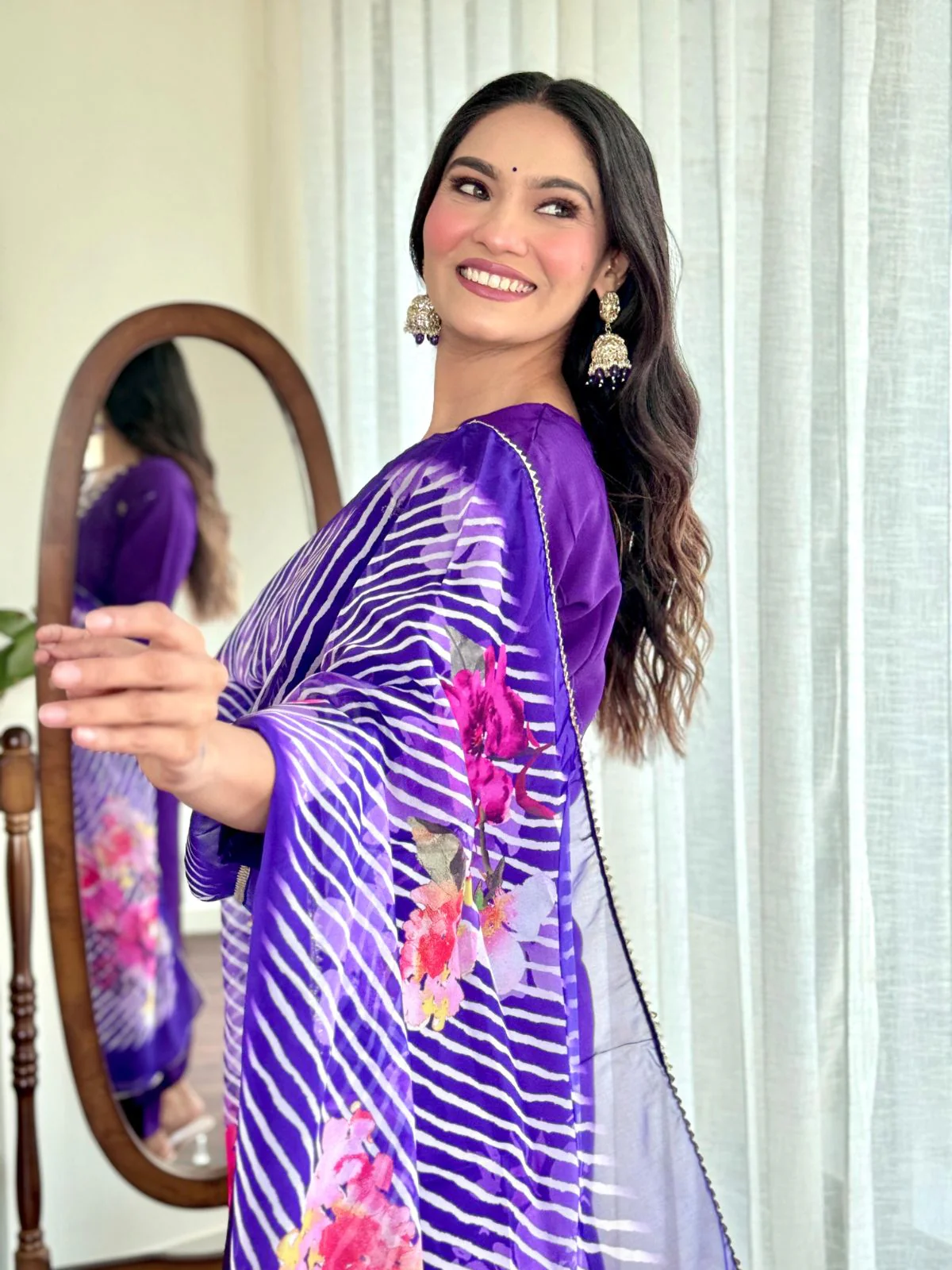 Odette Navy Blue Viscose Embroidered Stitched Kurta Set For Women - Image 3