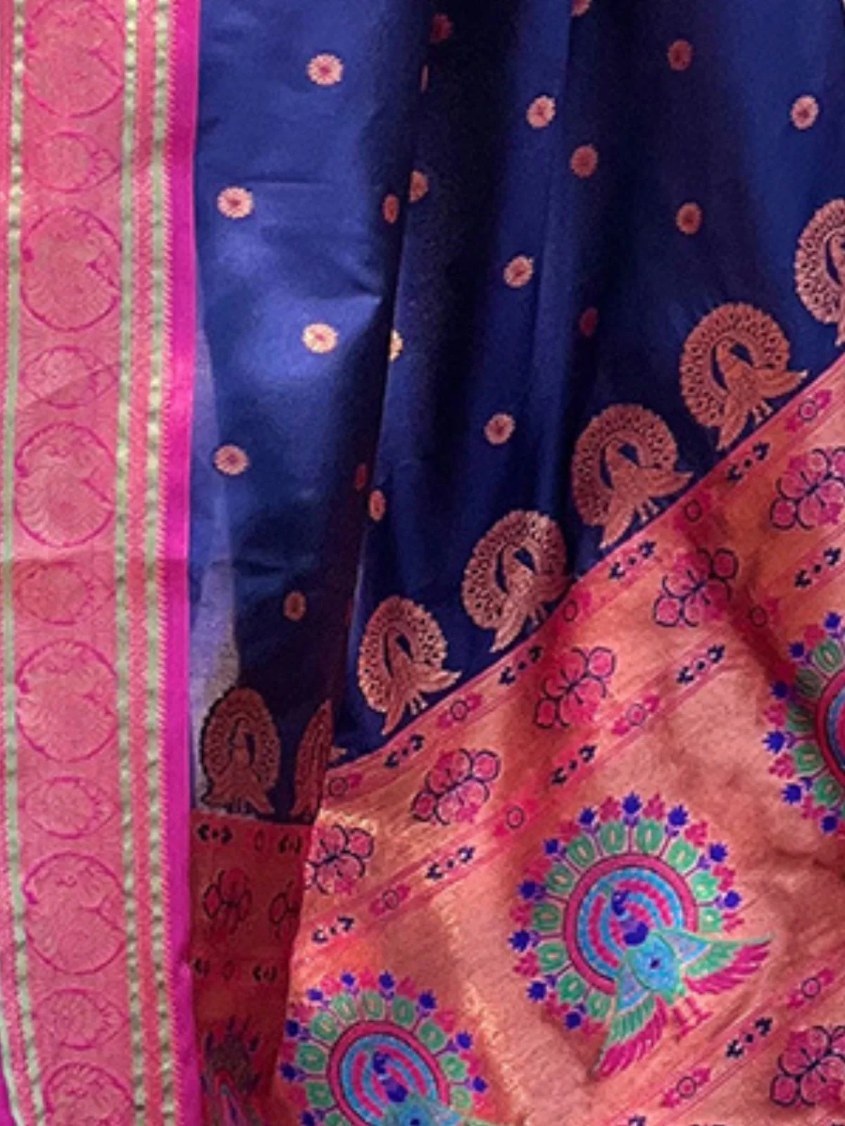 Odette Navy Blue Woven Design Silk Blend Saree With Unstitched Blouse For Women - Image 4