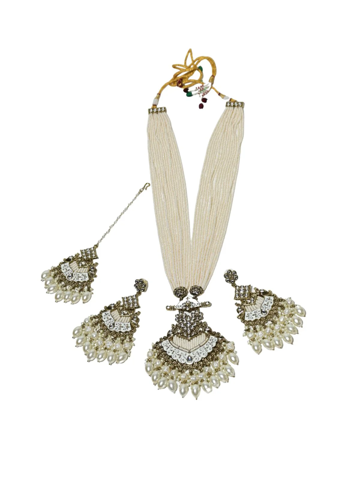 Odette Off White Alloy Embellished Jewellery Set For Women - Image 3