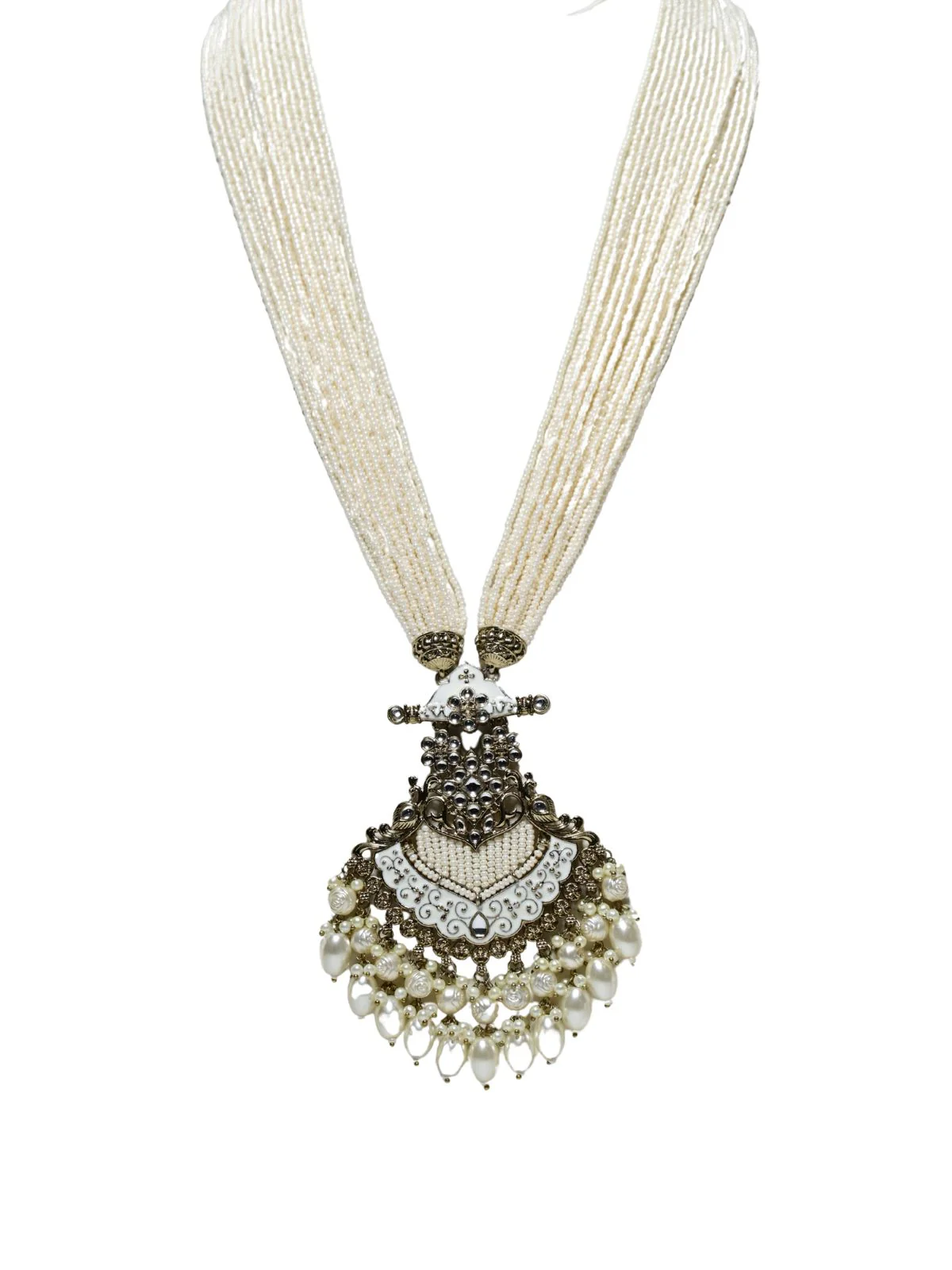 Odette Off White Alloy Embellished Jewellery Set For Women - Image 4