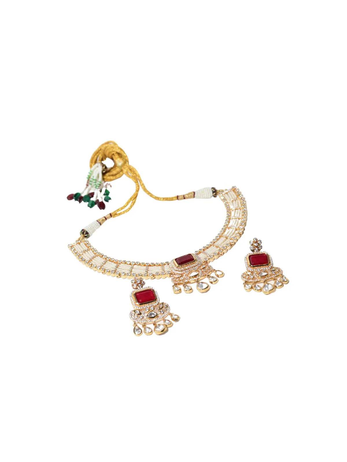 Odette Off White Alloy Embellished Jewellery Set For Women - Image 4