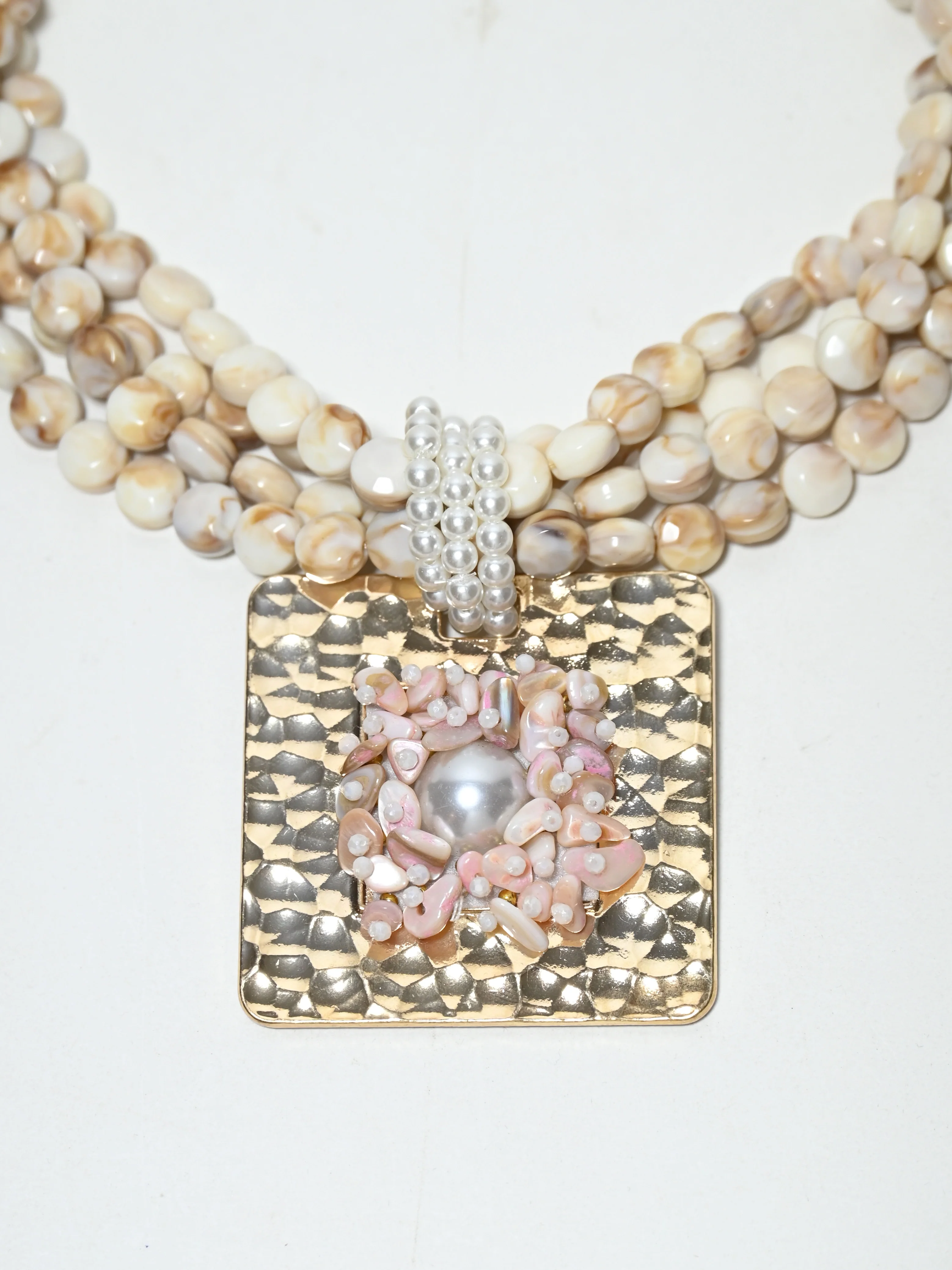Odette Off White Alloy Pearl Neckpiece For Women - Image 4