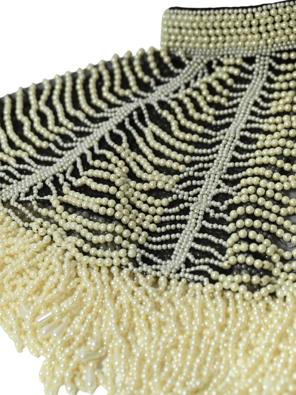 Odette Off White And Black Net Embellished Cape For Women - Image 7