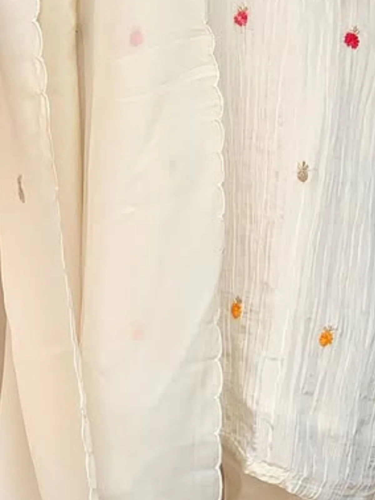 Odette Off White Chinon Embriodered Stitched Kurta Set For Women - Image 4