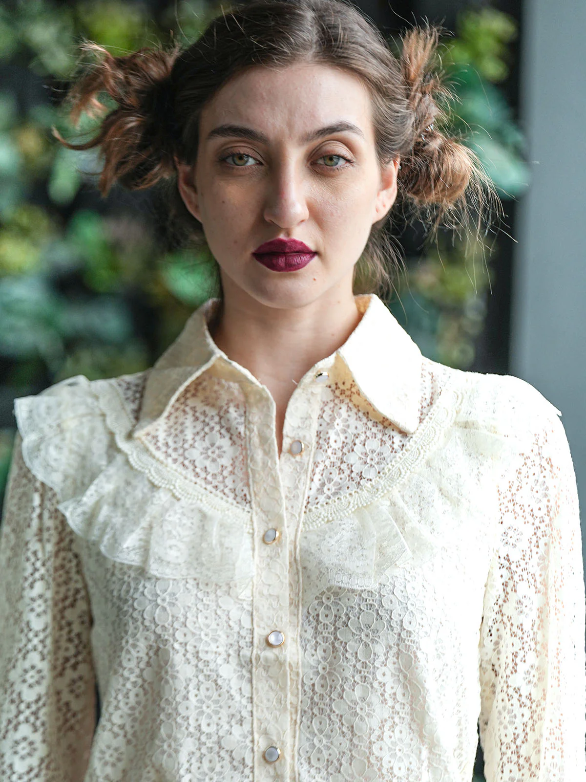 Odette Off White Cotton Lace Top For Women - Image 4