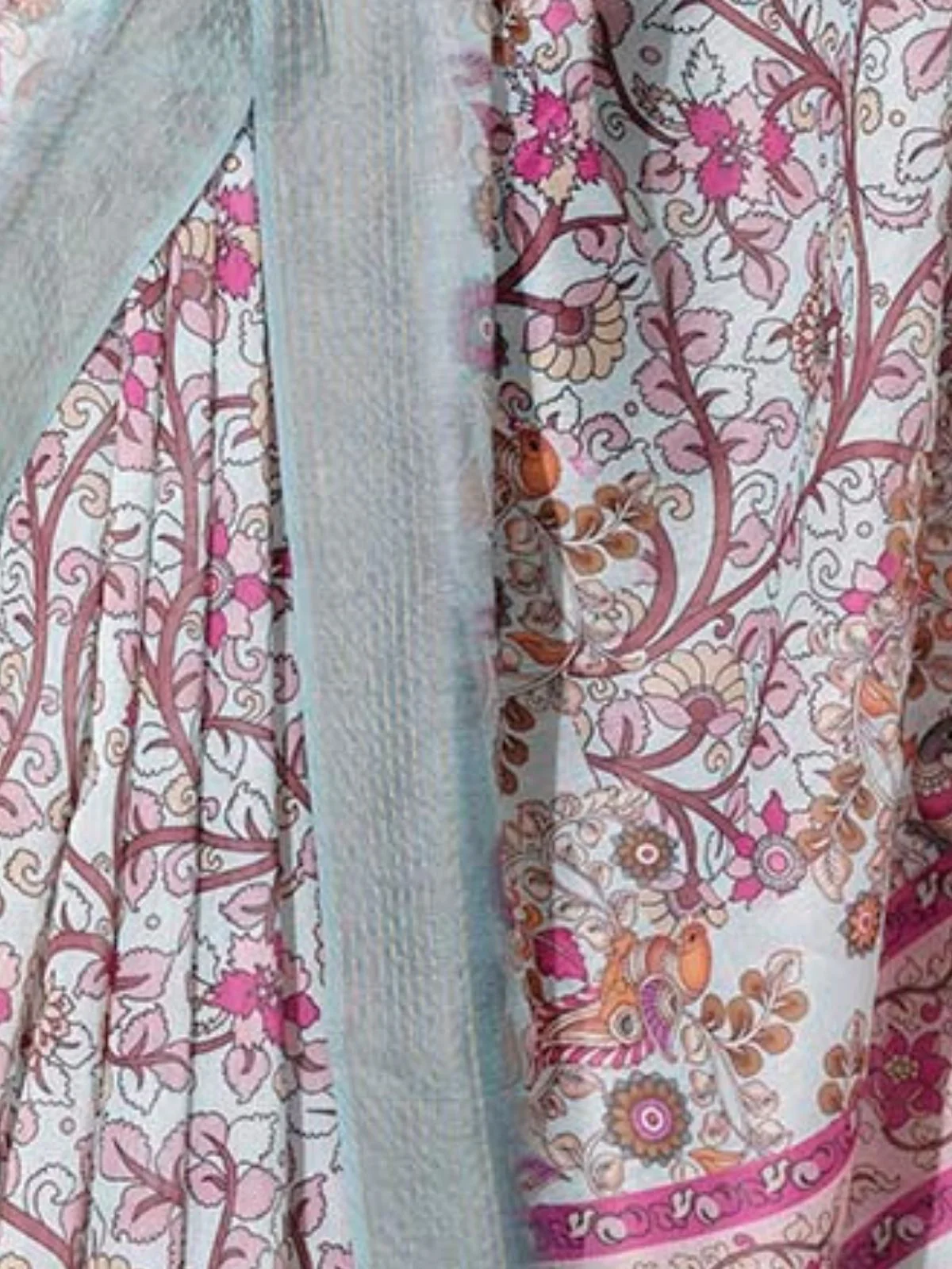 Odette Off White Cotton Linen Solid Printed Saree For Women - Image 6