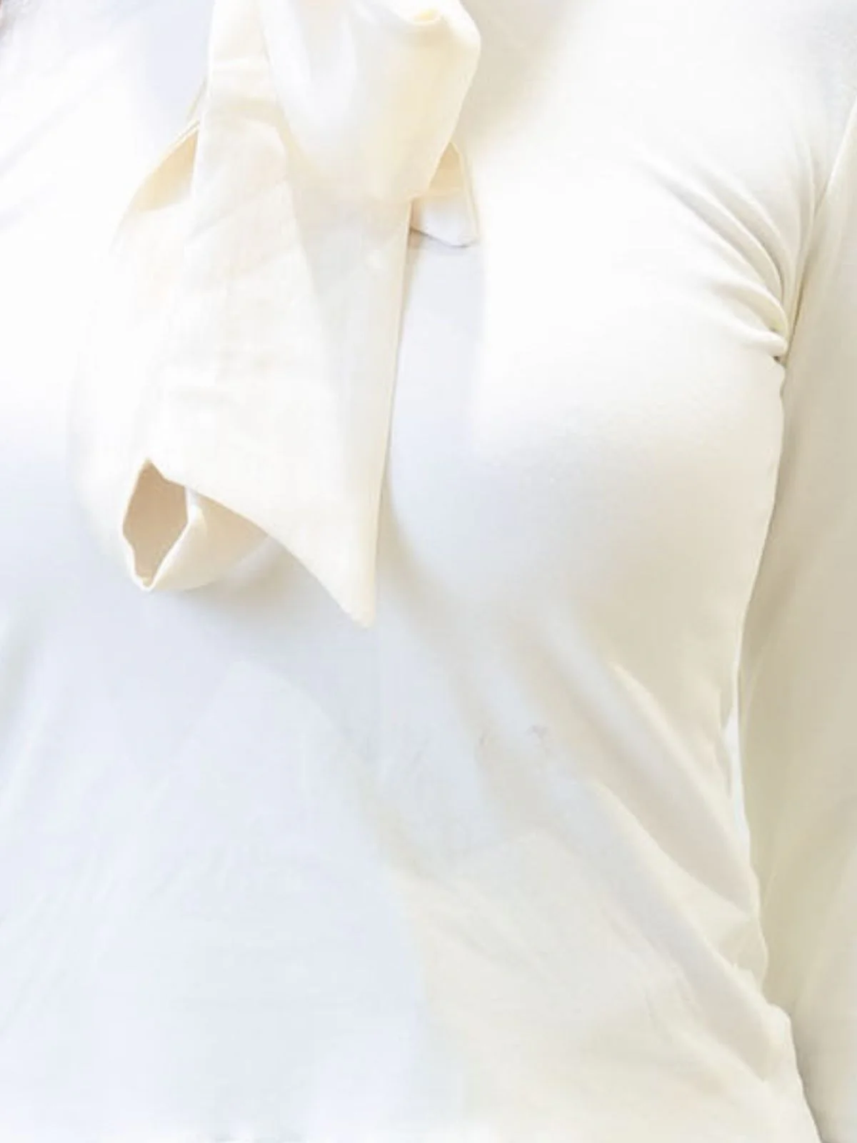 Odette Off White Cotton Rib Solid Top For Women - Image 4