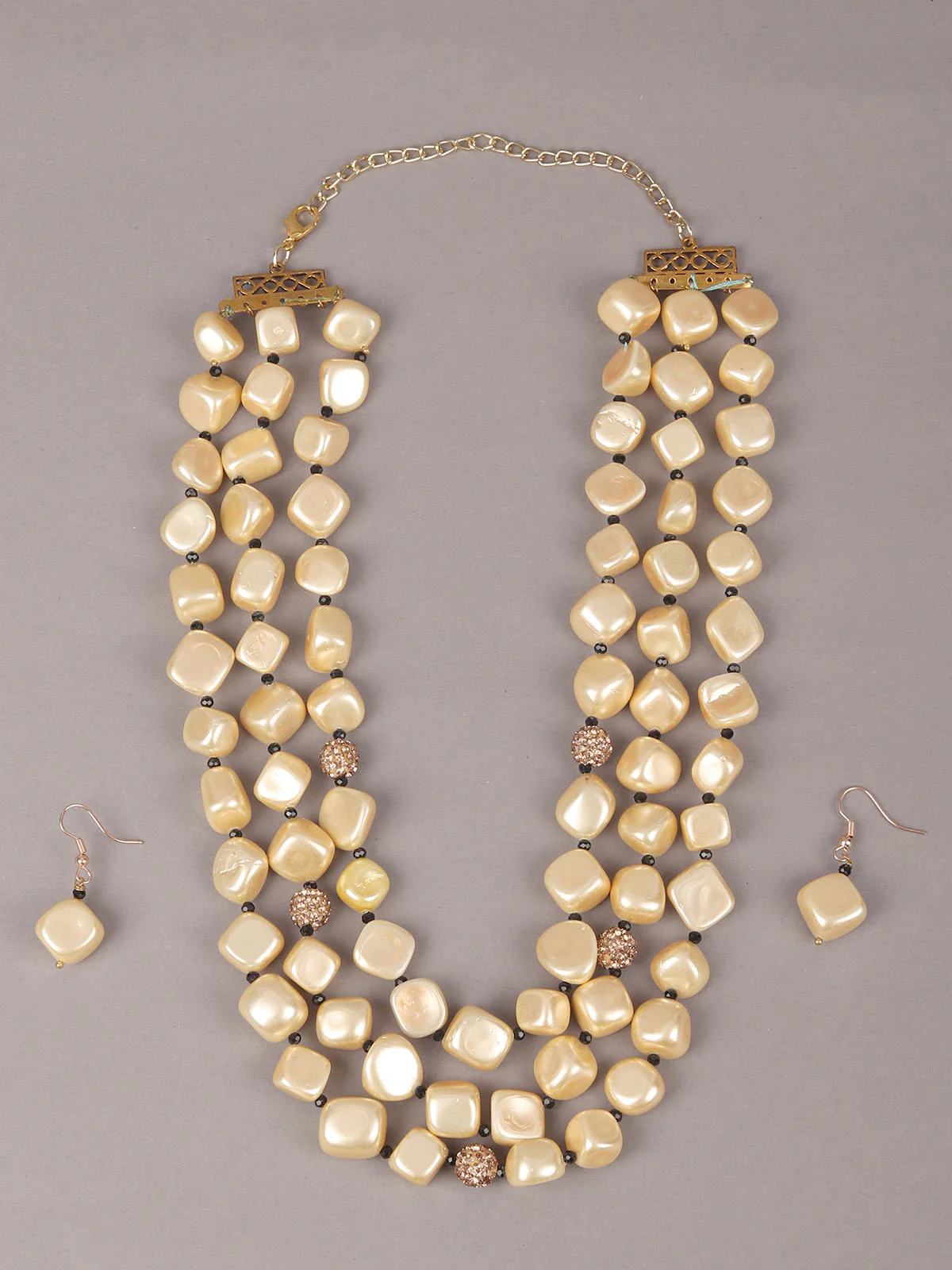 Odette Off White Faux Pearl Long Neckpiece With Beads For Women - Image 3