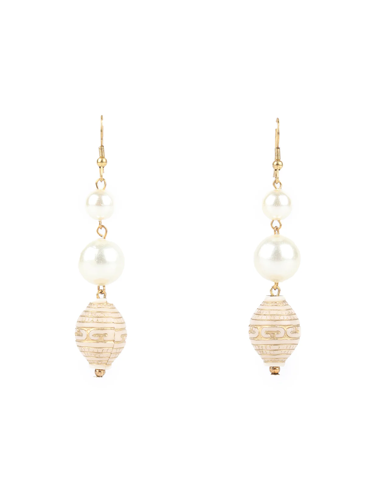 Odette Off White Faux Pearls Embellished Long Neck Piece For Women - Image 5