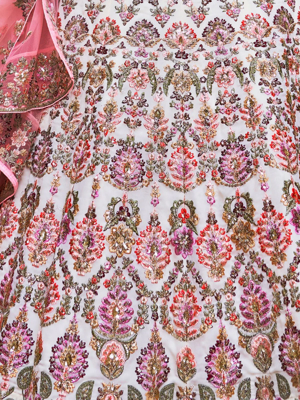 Odette Off White Georgette Embroidered Semi-Stitched Lehenga With Unstitched Blouse For Women - Image 5