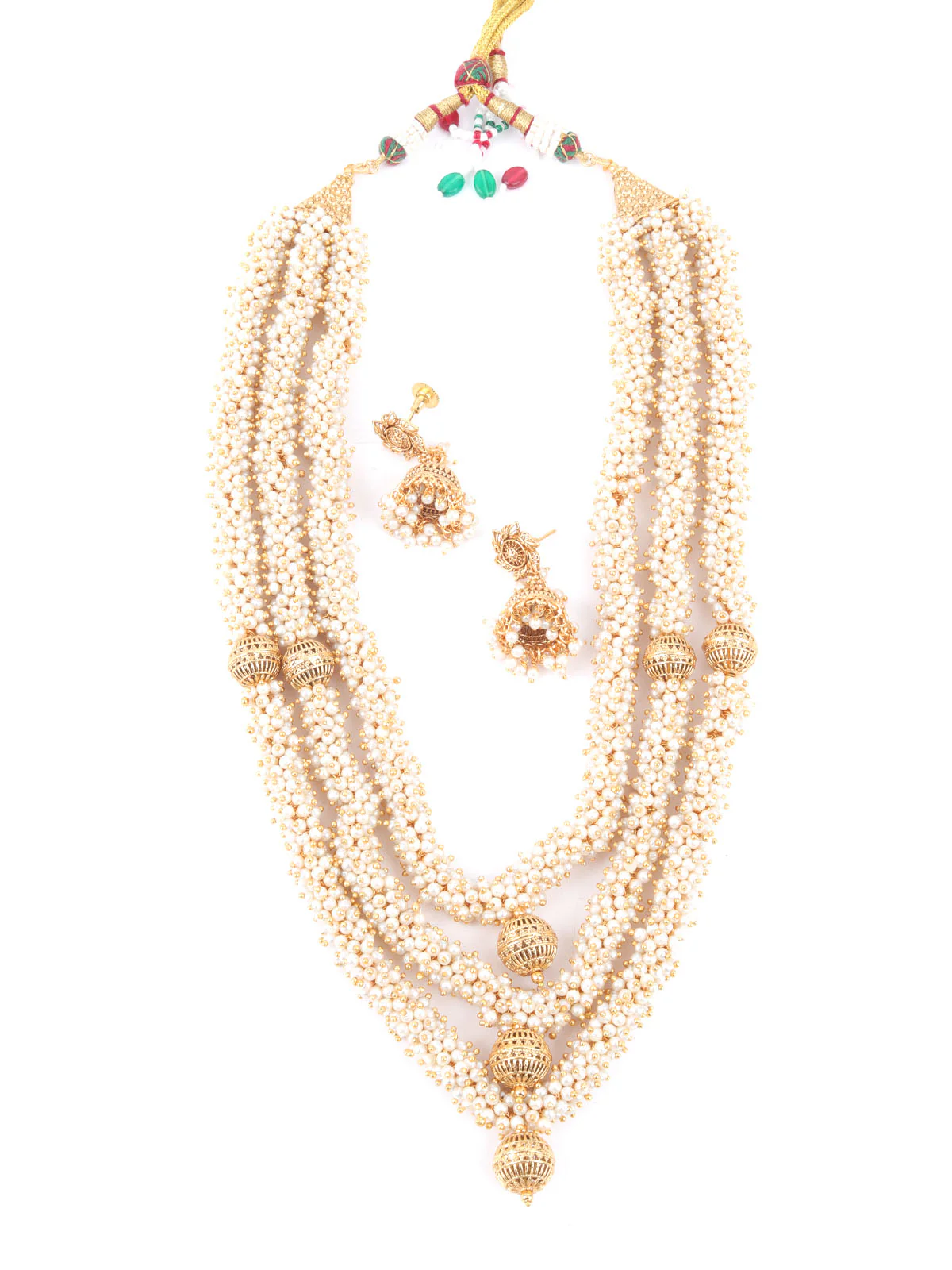 Odette Off White & Golden Alloy Embellished Jewellery Set For Women - Image 3