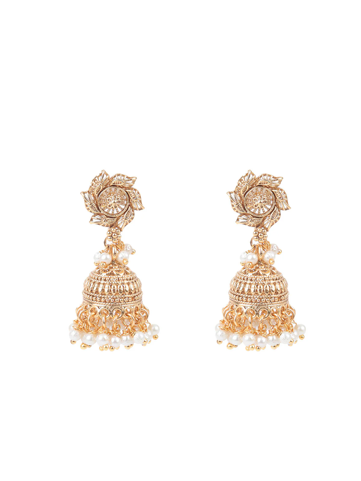 Odette Off White & Golden Alloy Embellished Jewellery Set For Women - Image 5