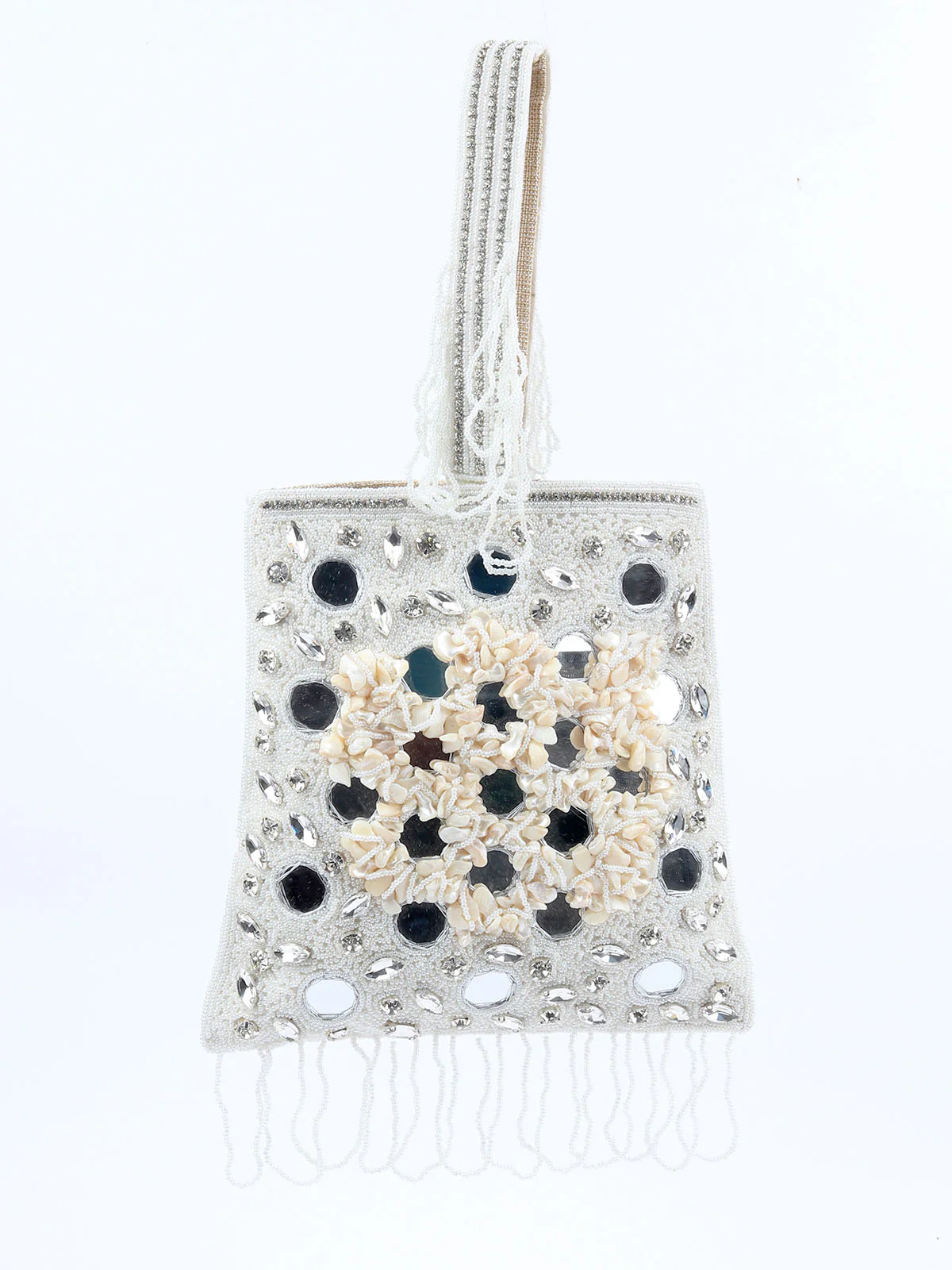 Odette Off White Jute Embellished Potli For Women - Image 3