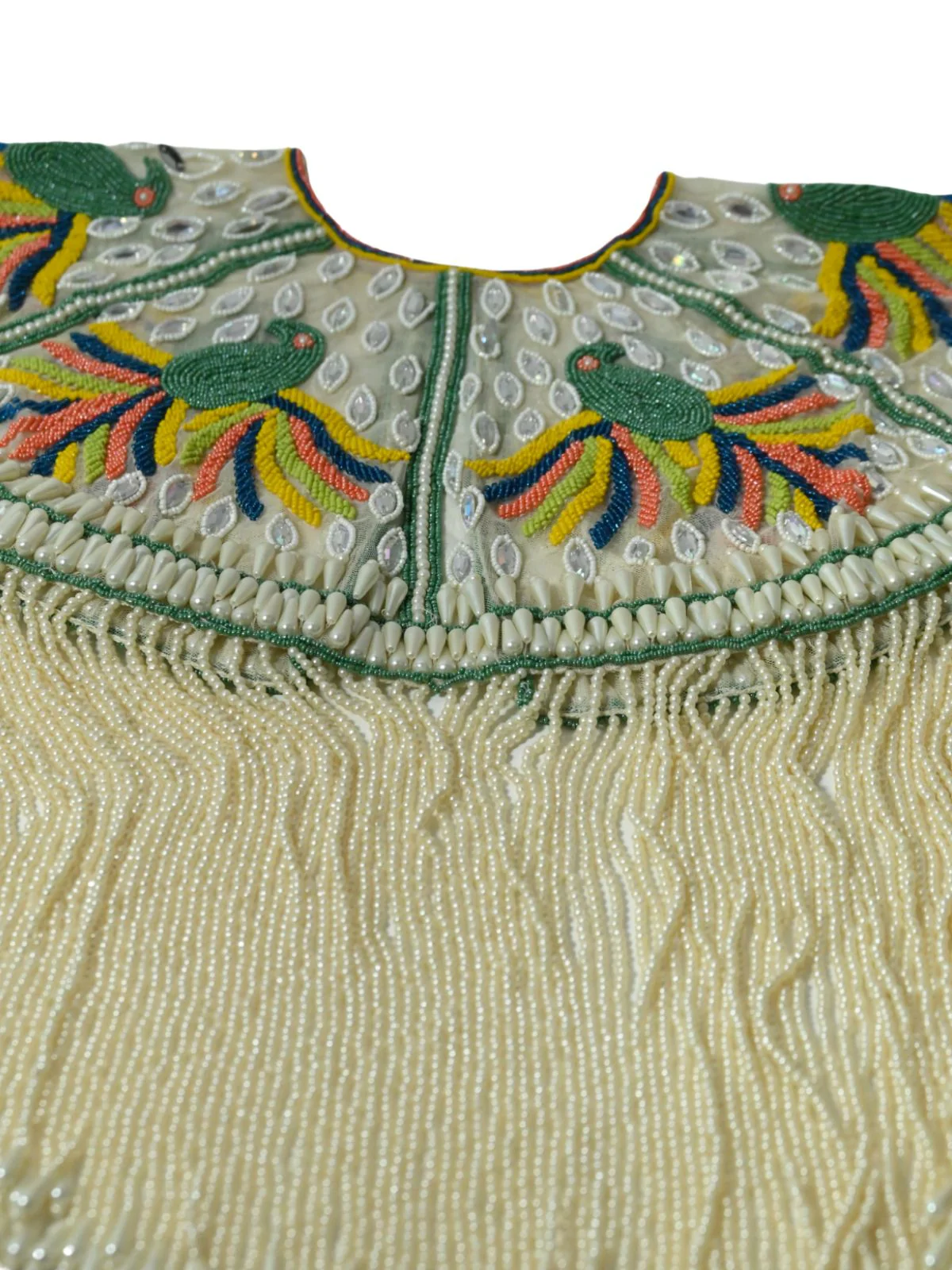 Odette Off White Net Embellished Cape For Women - Image 7
