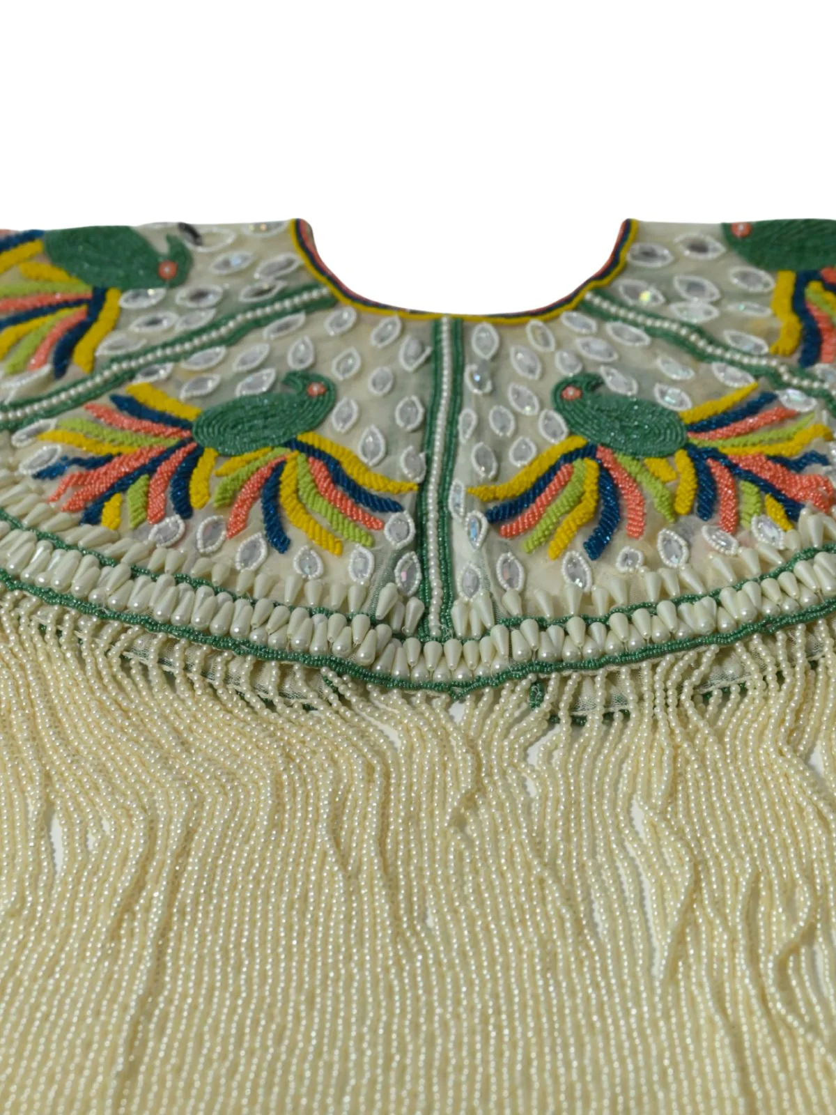 Odette Off White Net Embellished Cape For Women - Image 8