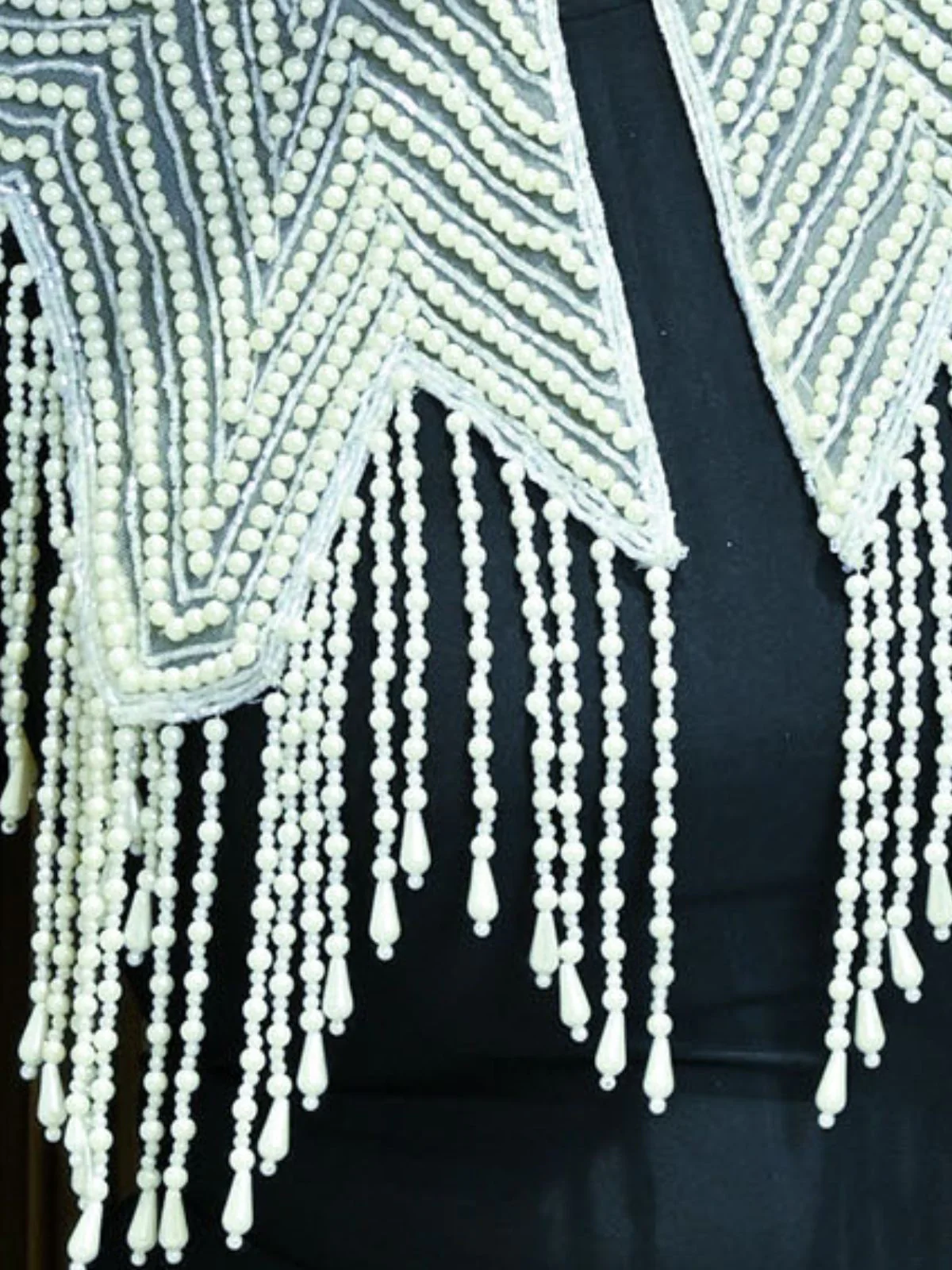 Odette Off White Net Embellished Cape For Women - Image 4