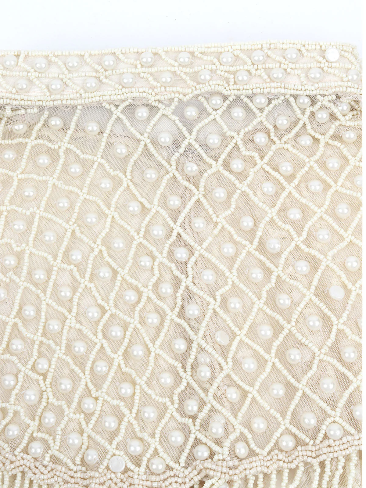 Odette Off White Net Embellished Cape For Women - Image 5
