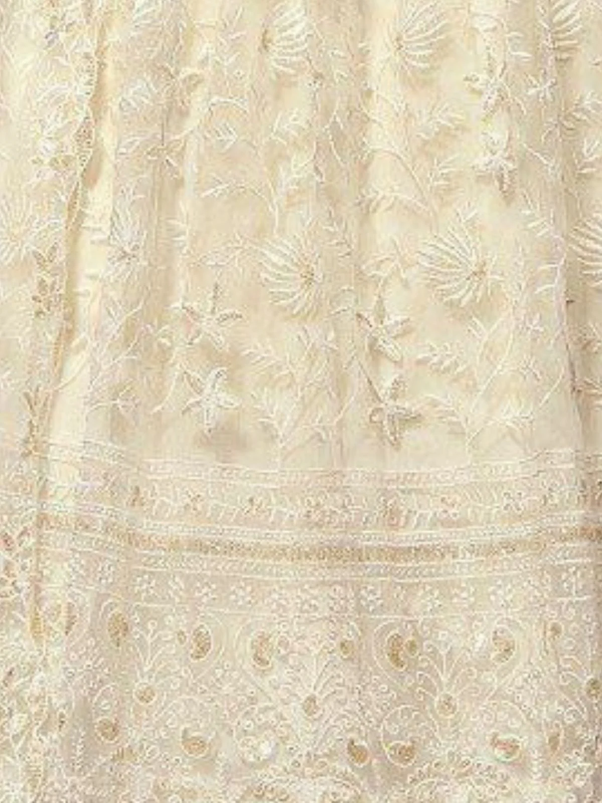 Odette Off White Net Embellished Semi Stitched Lehenga For Women - Image 5