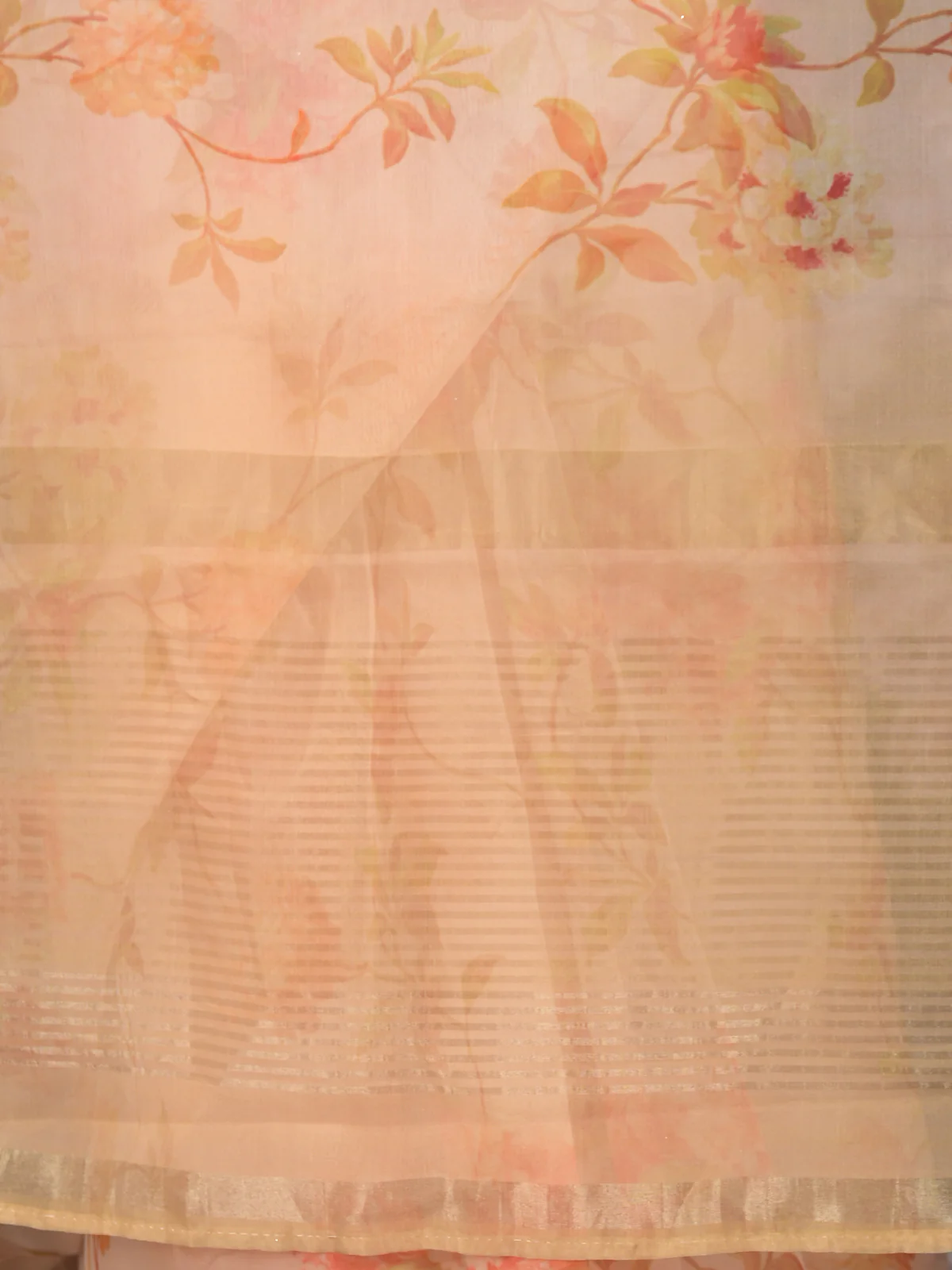 Odette Off White Printed Organza Saree - Image 5