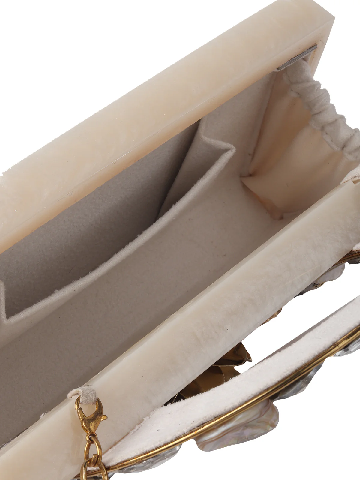 Odette Off White Resin Embellished Clutch For Women - Image 7