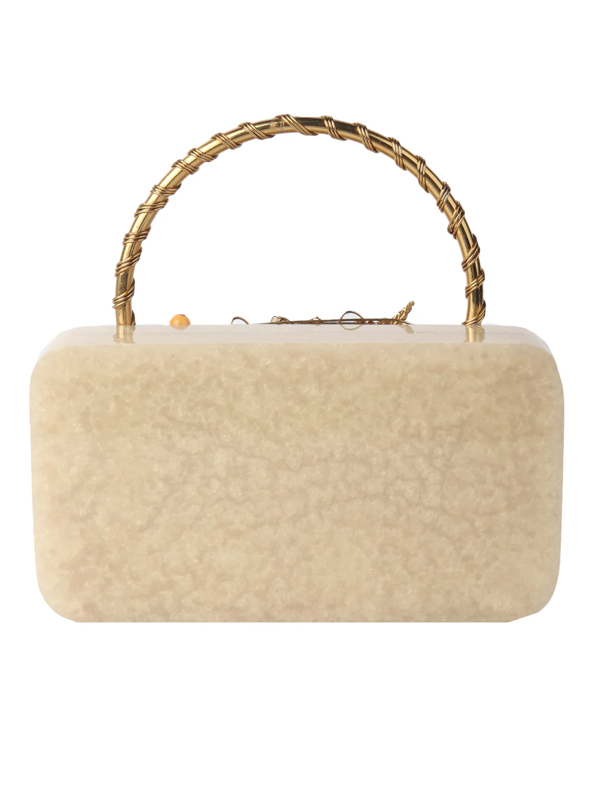 Odette Off White Resin Embellished Clutch For Women - Image 6