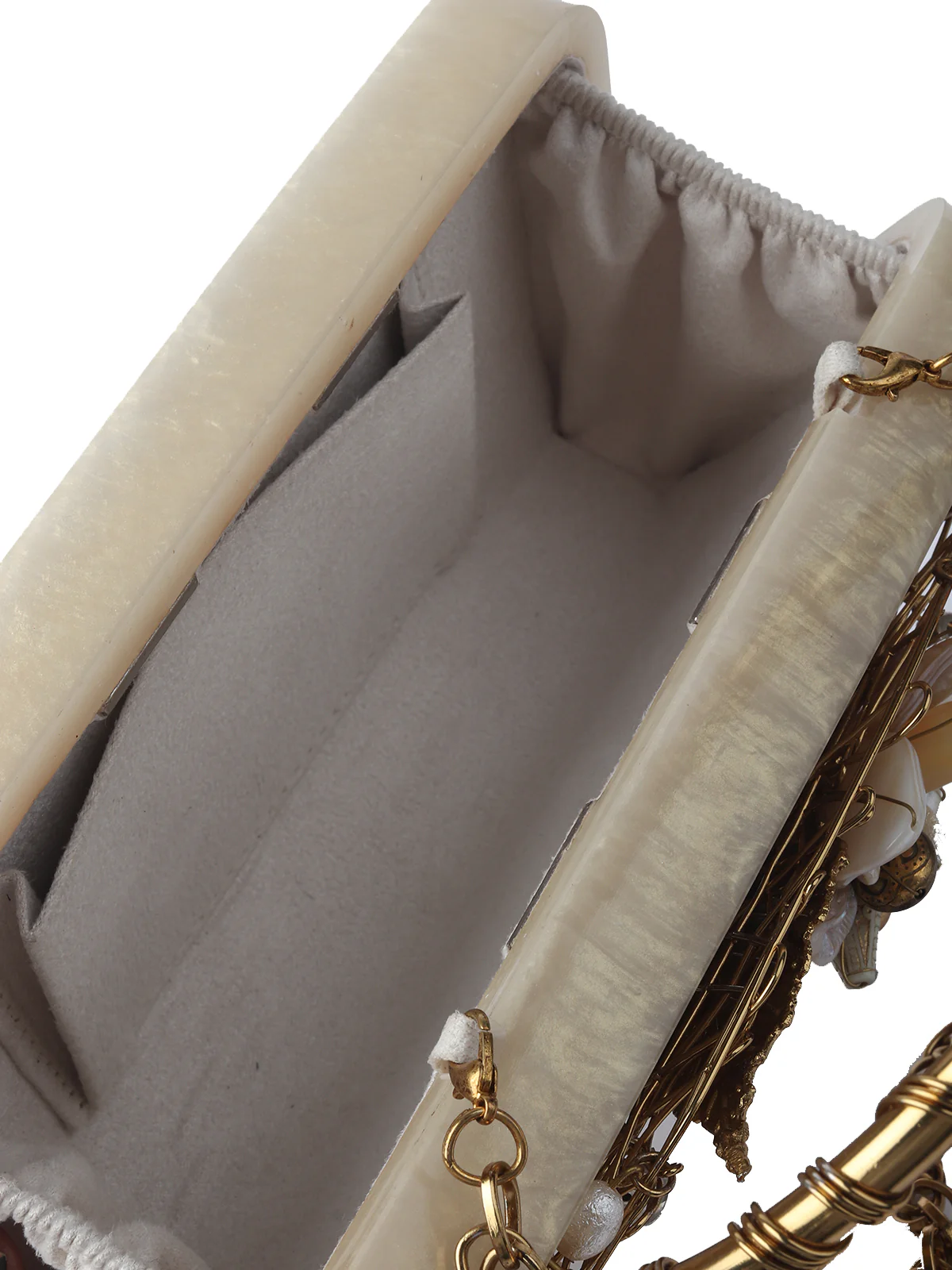 Odette Off White Resin Embellished Clutch For Women - Image 7