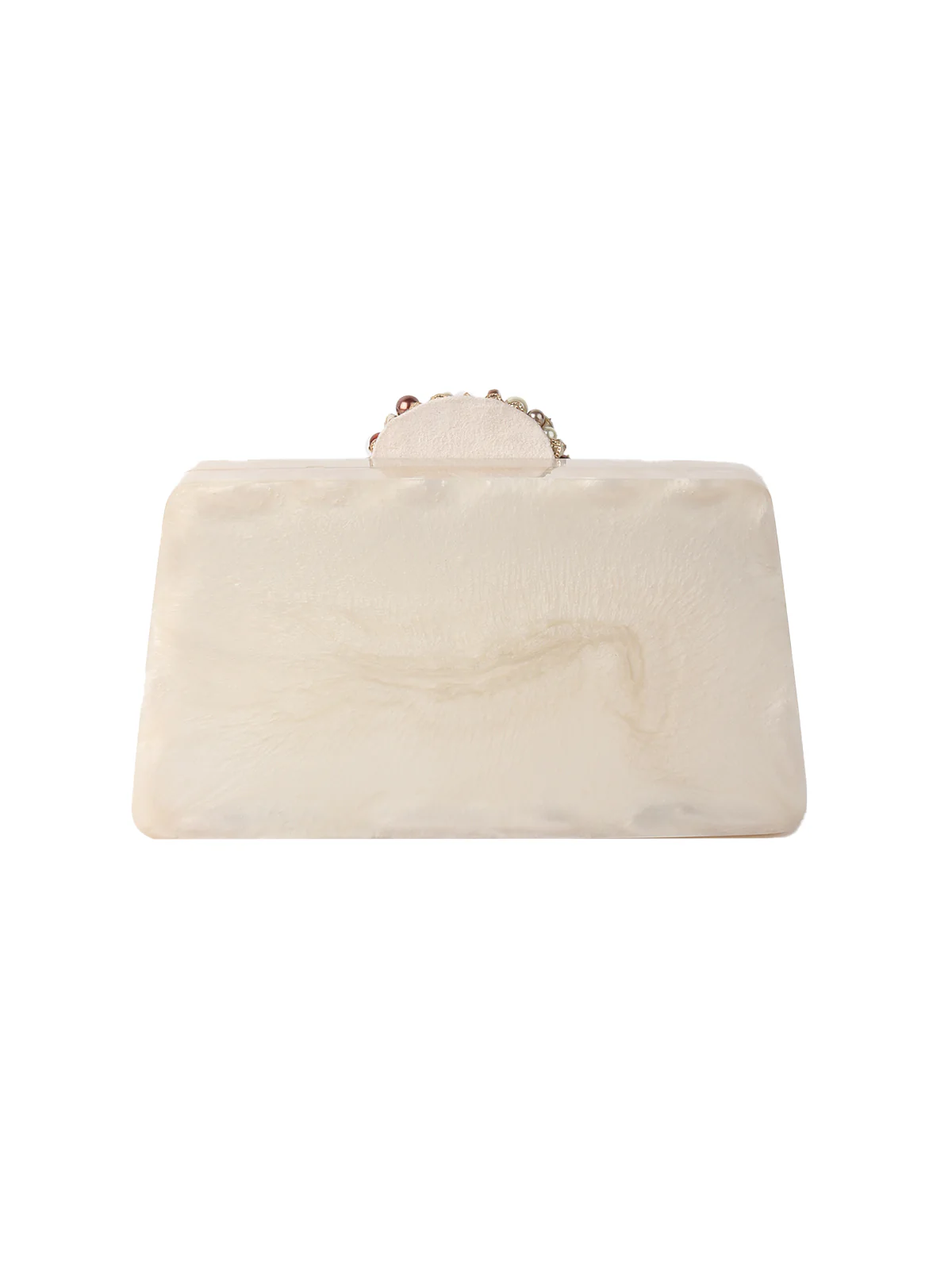 Odette Off White Resin Embellished Clutch For Women - Image 6