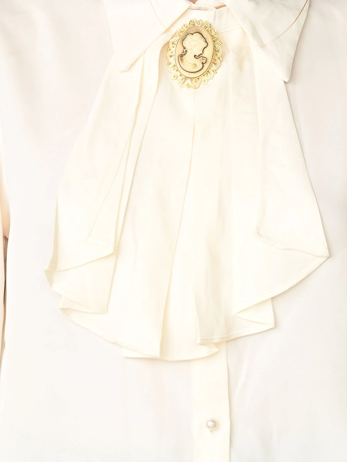 Odette Off White Satin Patterned Full Sleeves Top For Women - Image 6