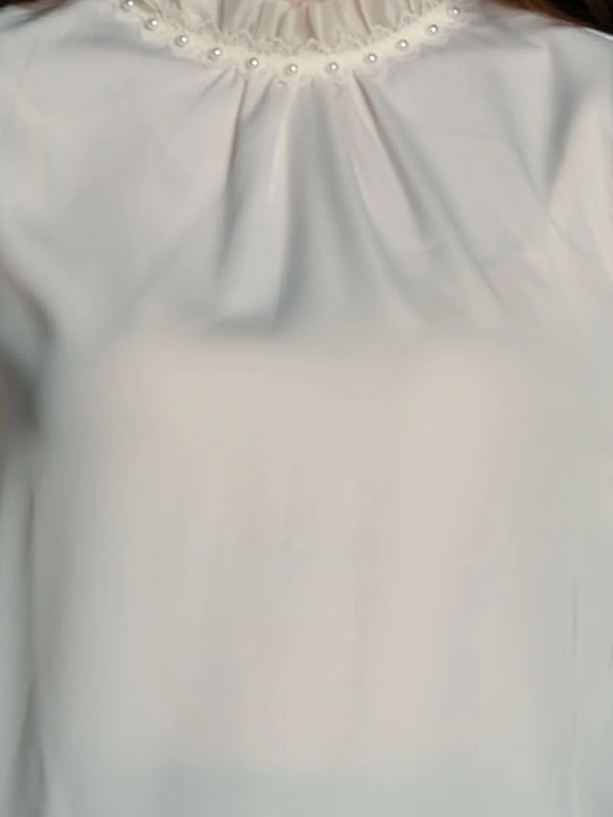 Odette Off White Satin Solid Top For Women - Image 5