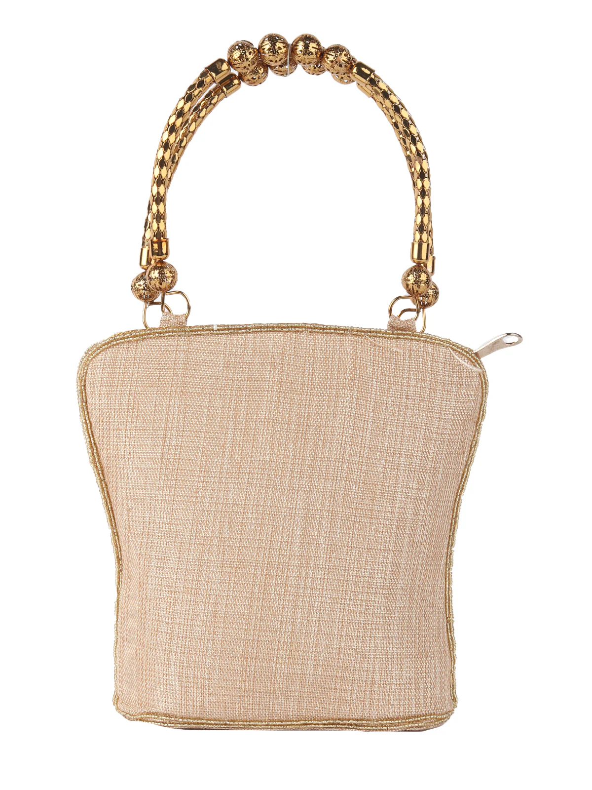 Odette Off White And Gold Shell Embroidered Clutch For Women - Image 5