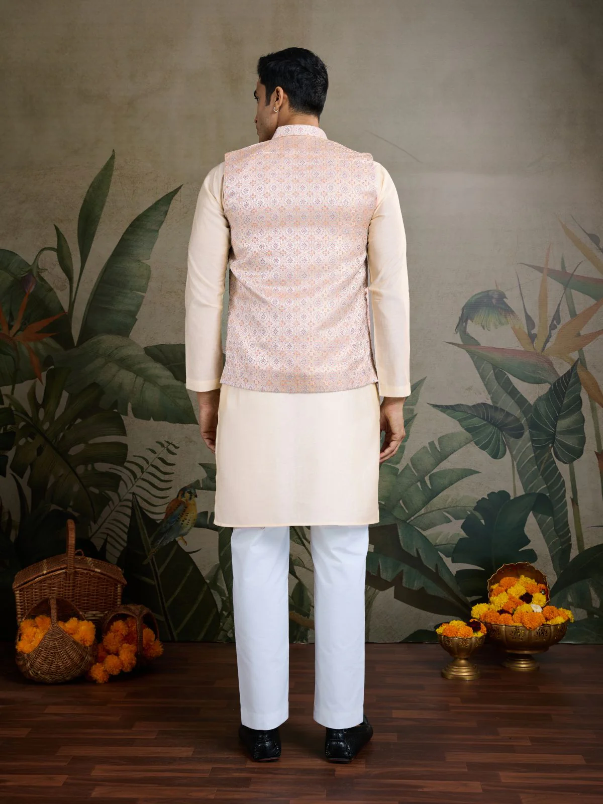Odette Ivory Silk Blend Embellished Kurta For Men - Image 4