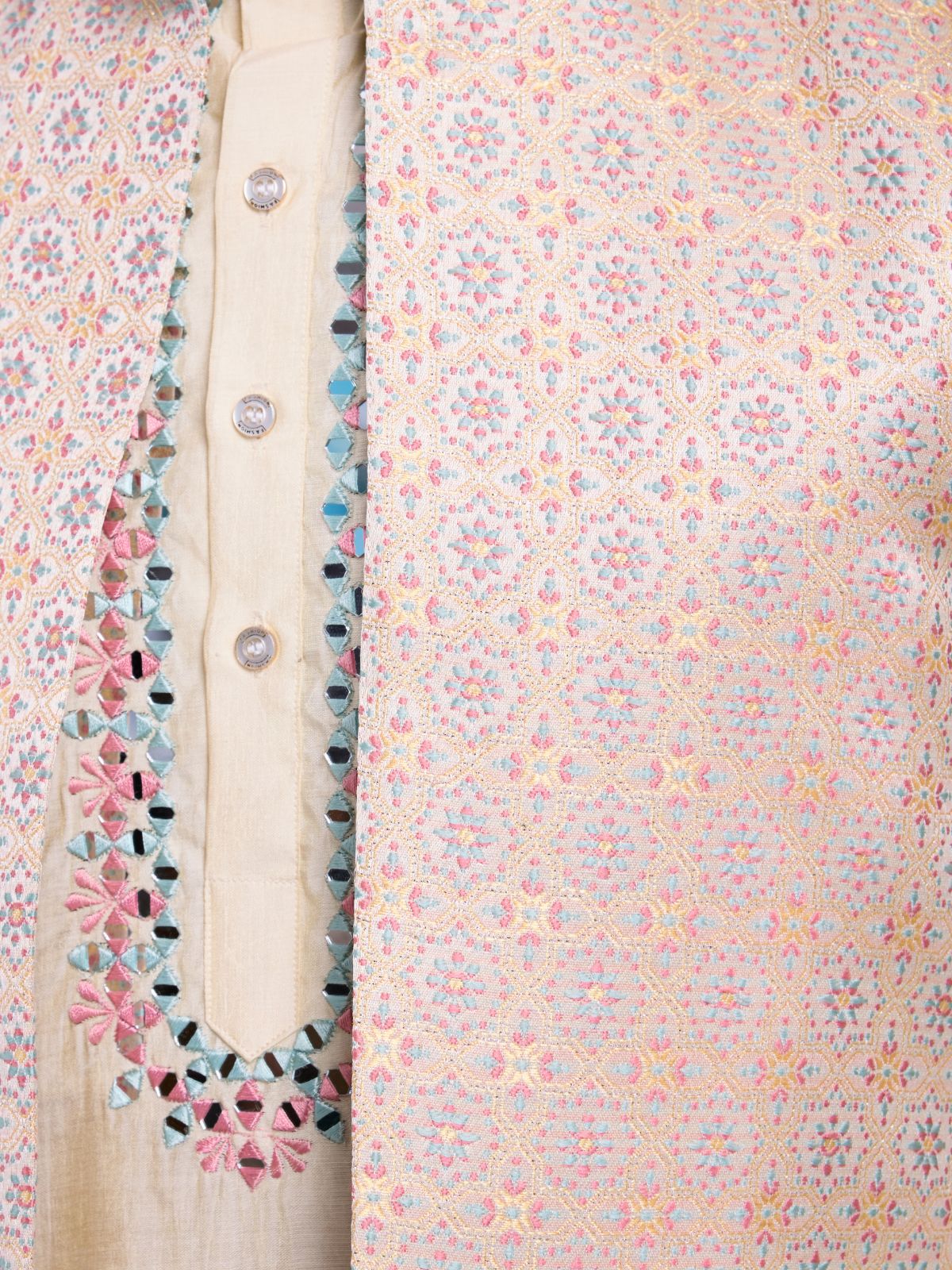 Odette Ivory Silk Blend Embellished Kurta For Men - Image 7