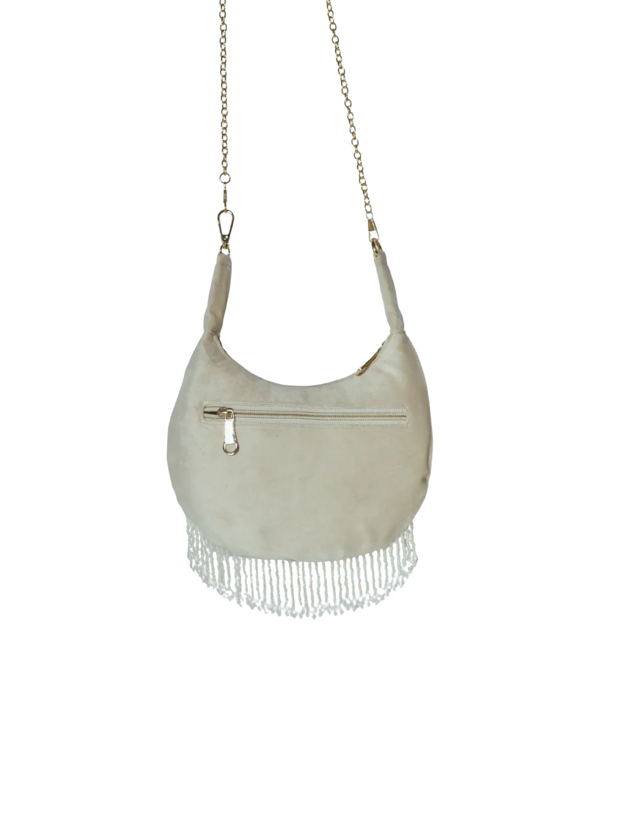 Odette Off White Suede Embellished Clutch For Women - Image 4