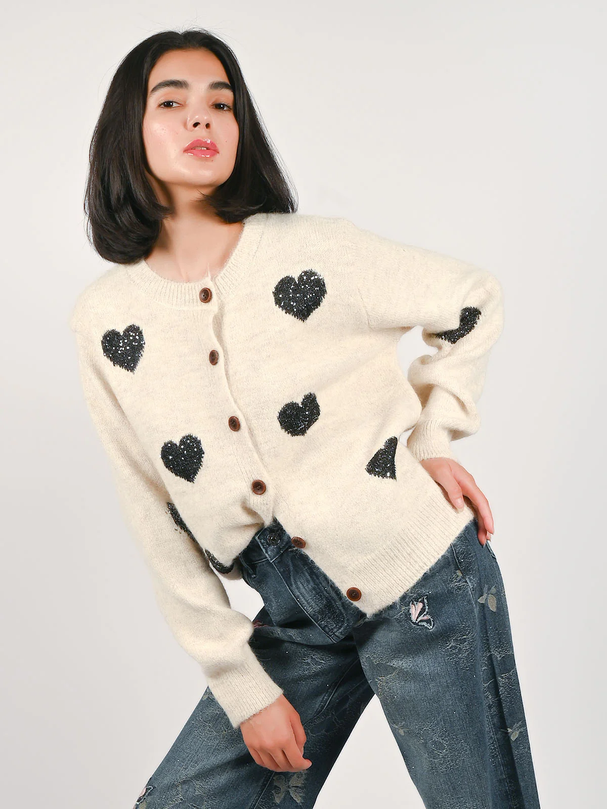Odette Off White Wool Solid Top For Women - Image 2