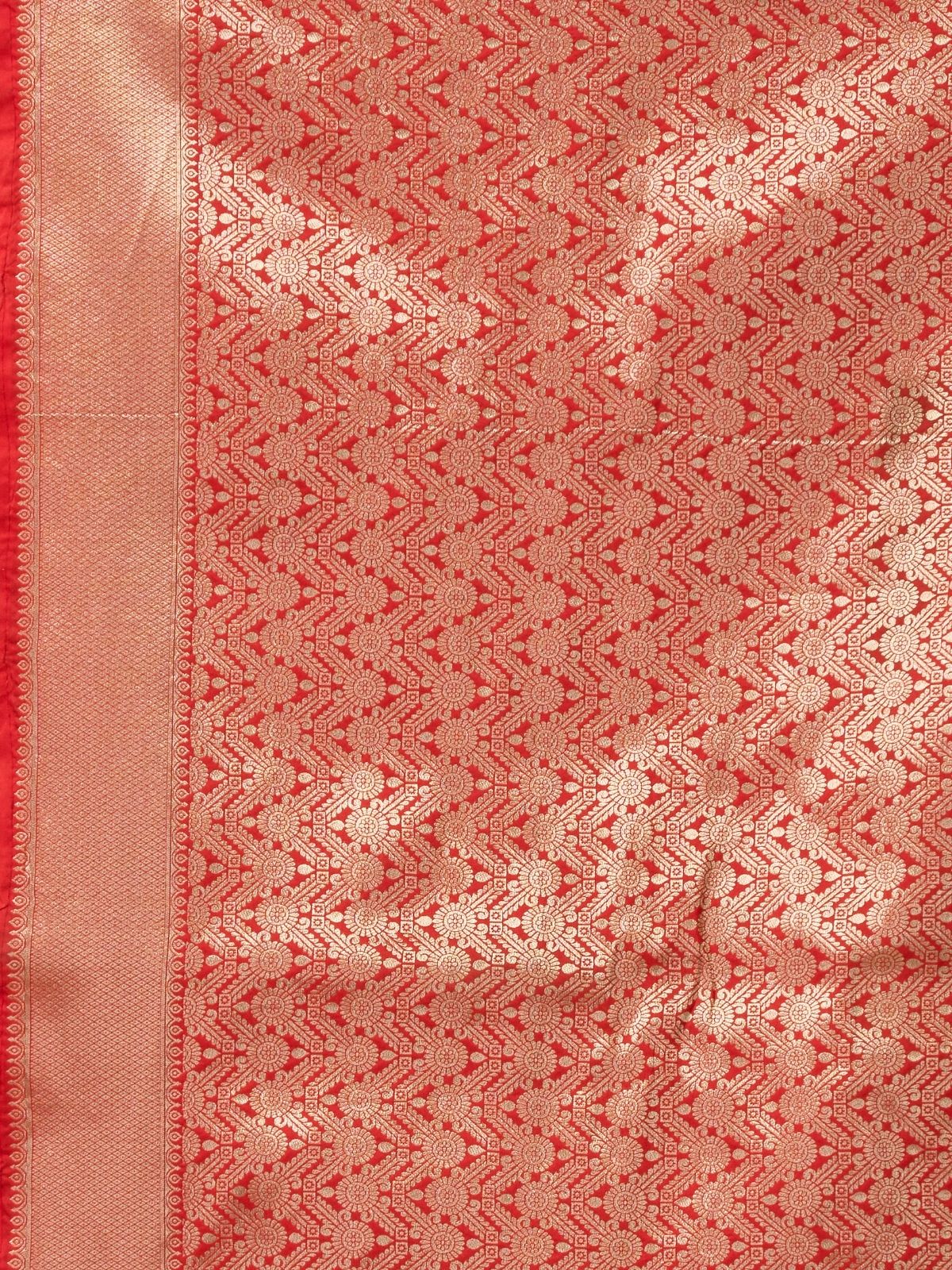 Odette Olive Brown and Red Silk Blend Woven Saree For Women - Image 6