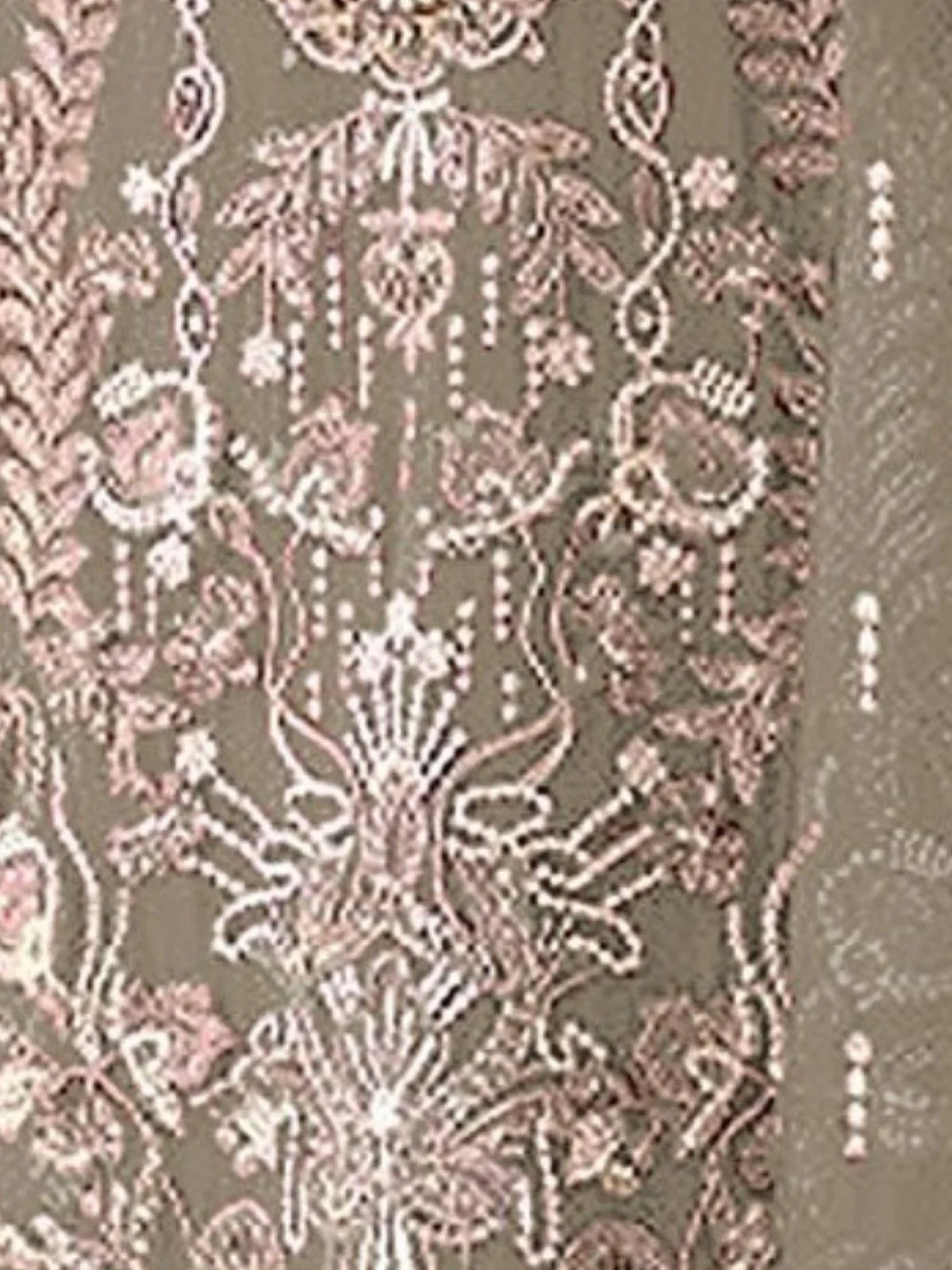 Odette Olive Georgette Embellished Semi Stitched Kurta Set For Women - Image 3