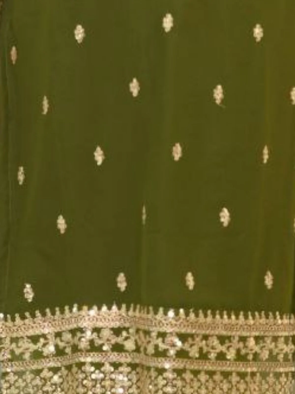 Odette Olive green Georgette Embroidered Stitched Kurta Set For Women - Image 5