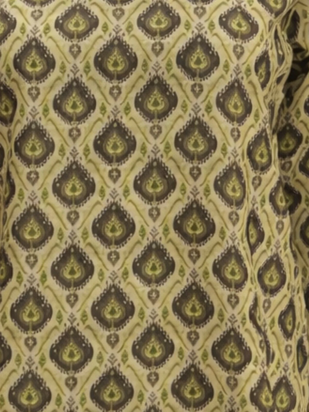 Odette Olive Green Silk Blend Printed Solid Kurti For Women - Image 5