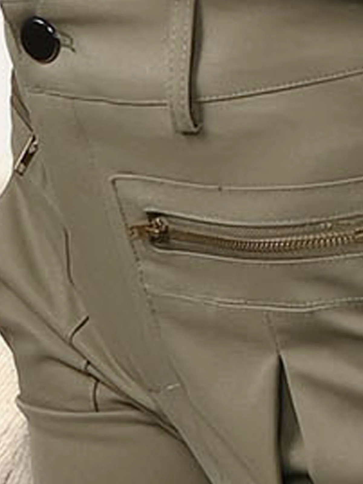 Odette Olive Polyester Solid Trouser For Women - Image 5