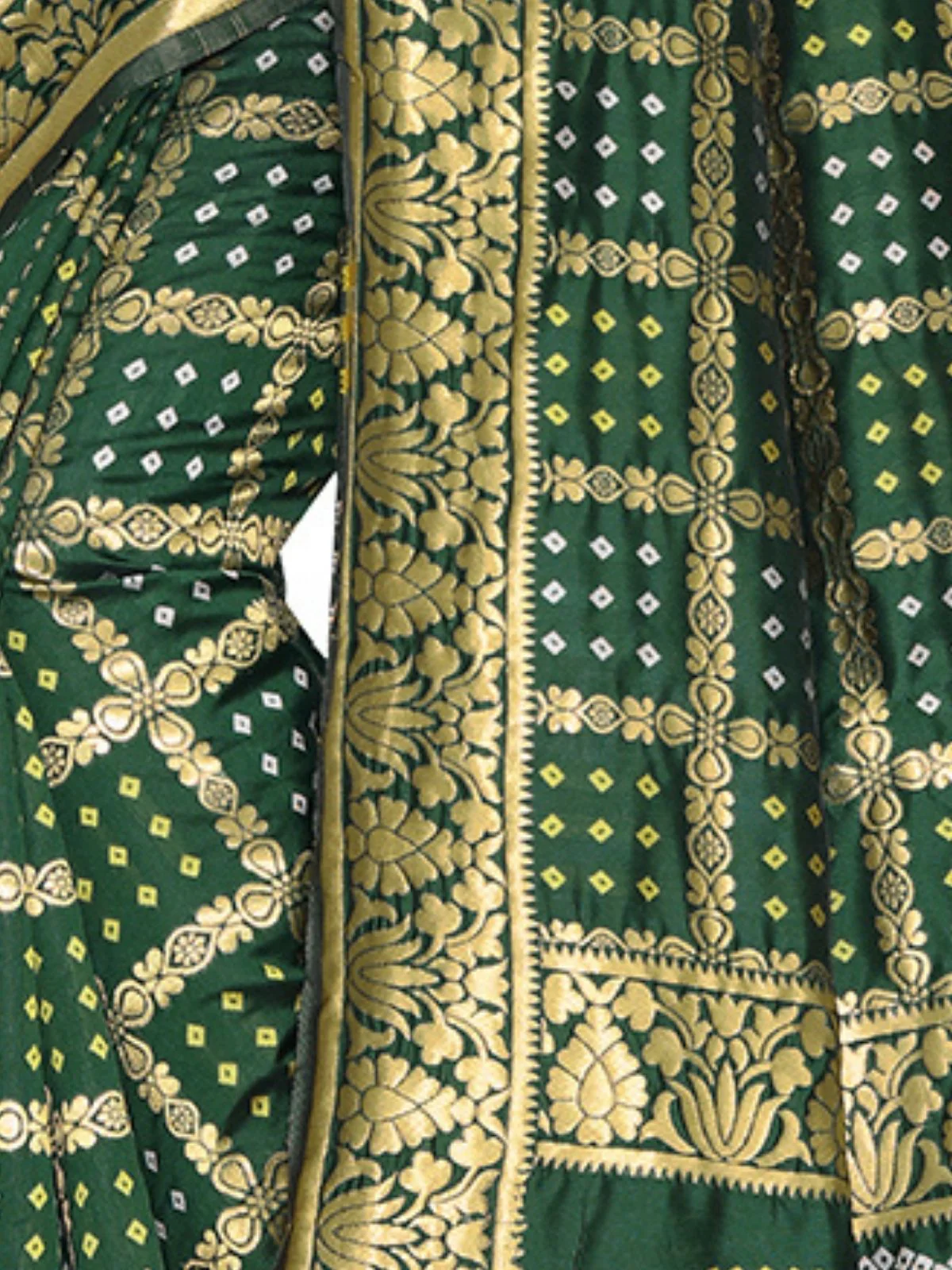 Odette Olive Silk Blend Embellished Saree For Women - Image 5