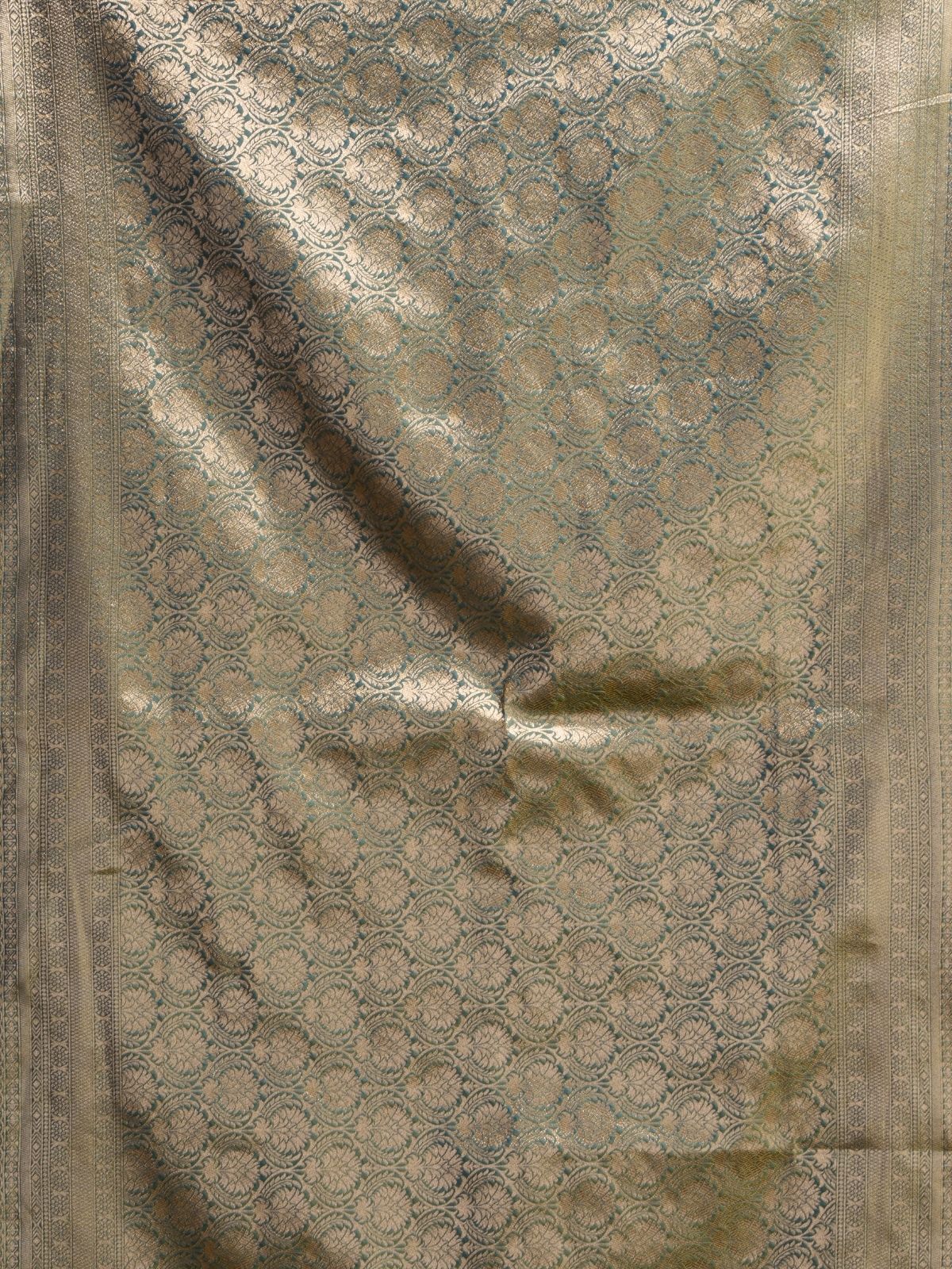 Odette Orange and Green Silk Blend Woven Saree For Women - Image 6