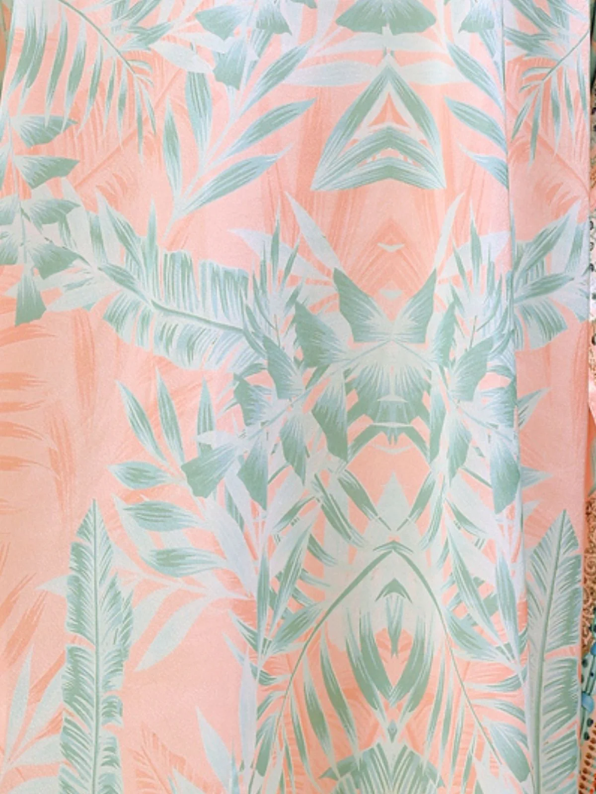 Odette Orange And Light Green Satin Printed Kaftan For Women - Image 5